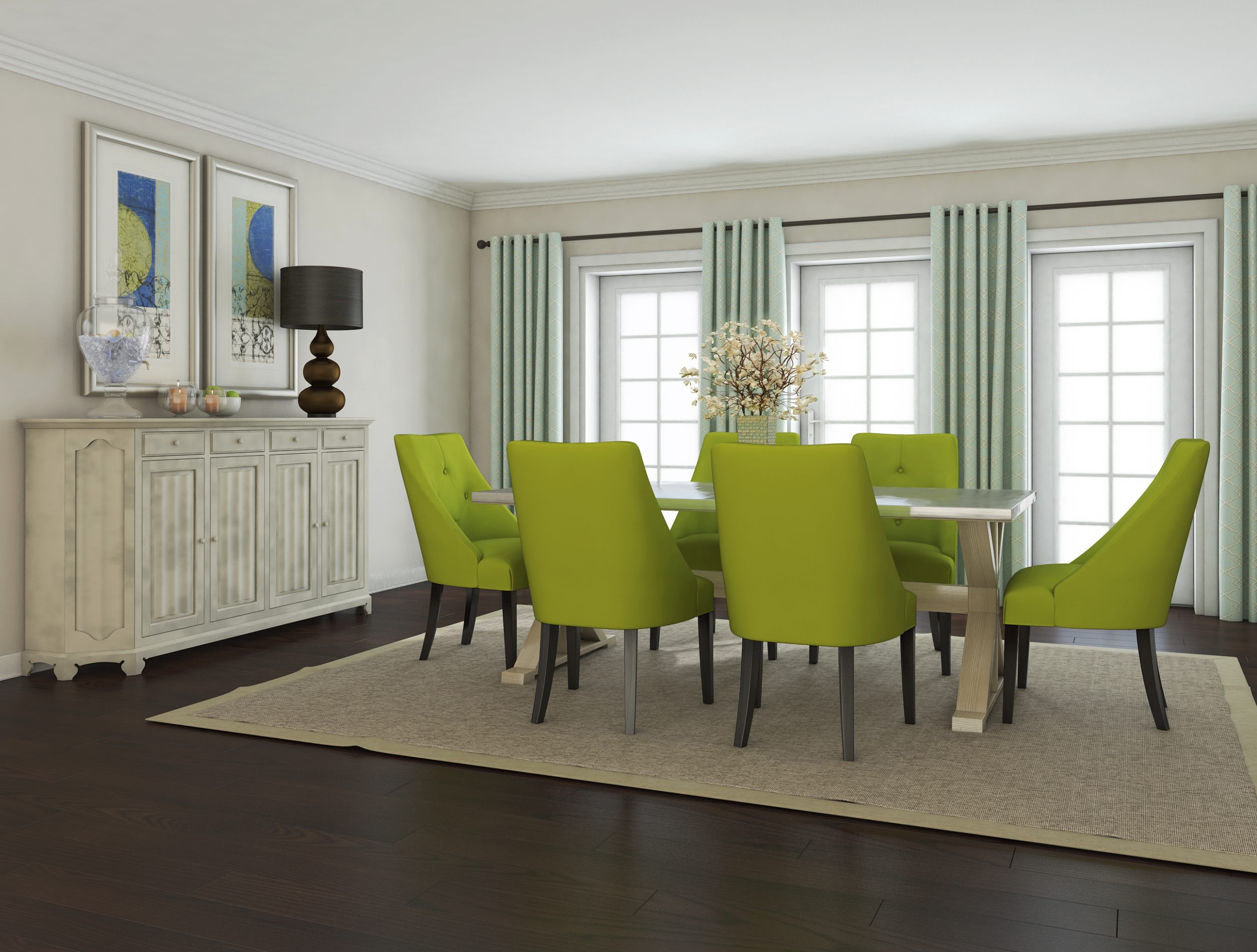 Lime Green Dining Chair Soothing Green Dining Room Decor And ...