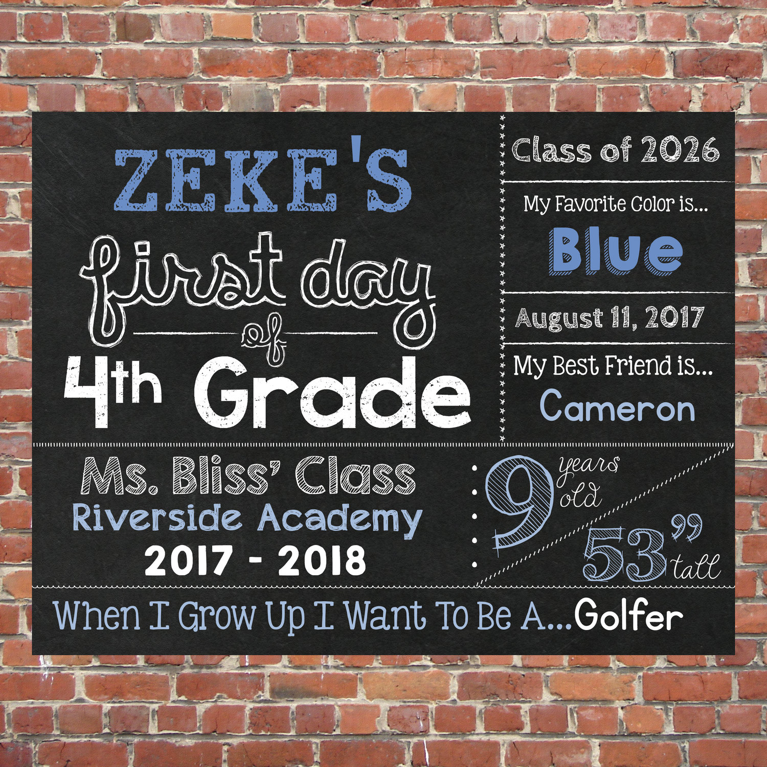 Chalkboard First Day of School Sign // Fourth Grade — Confetti Saturday