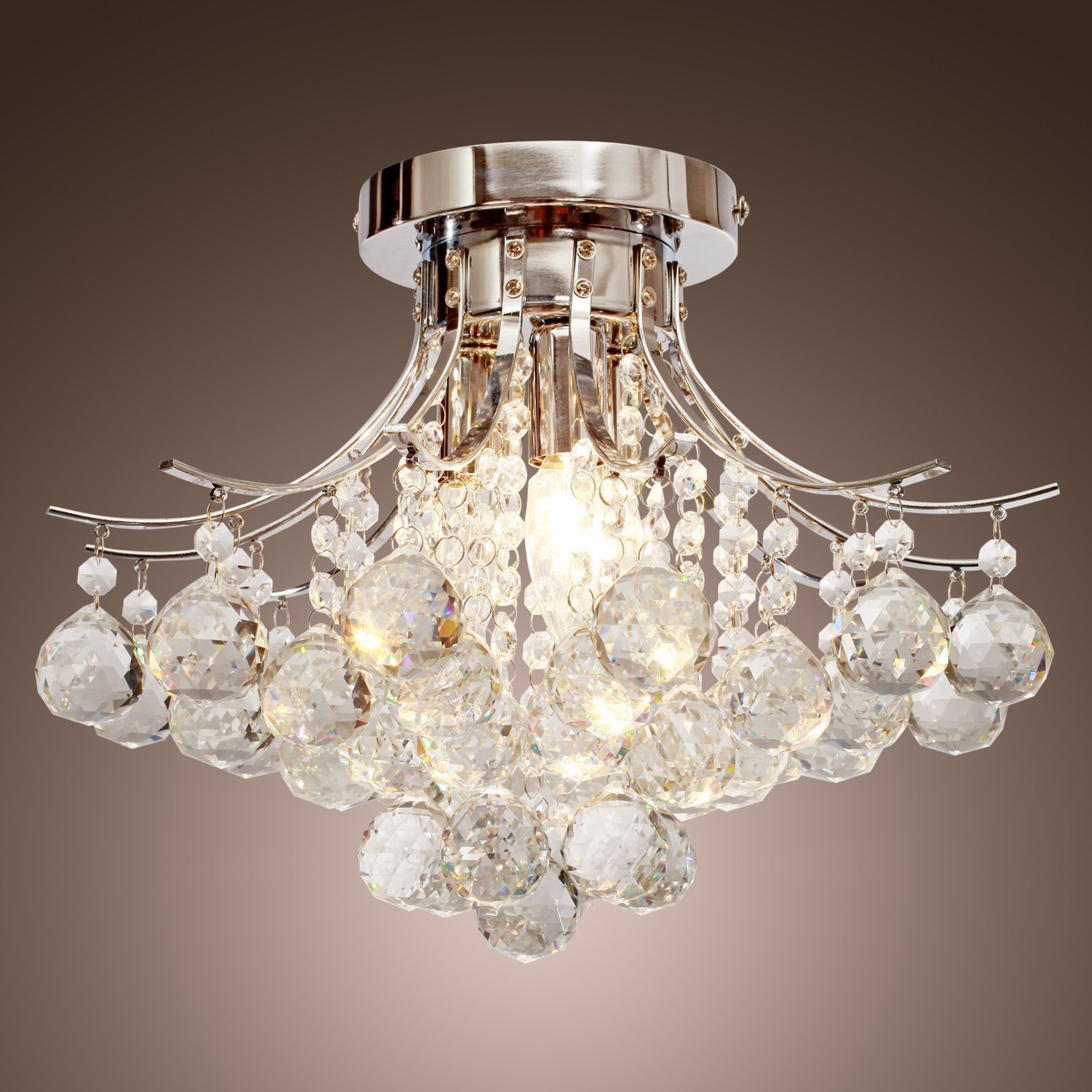LOCOÂ Chrome Finish Crystal Chandelier with 3 lights, Mini Style ...
