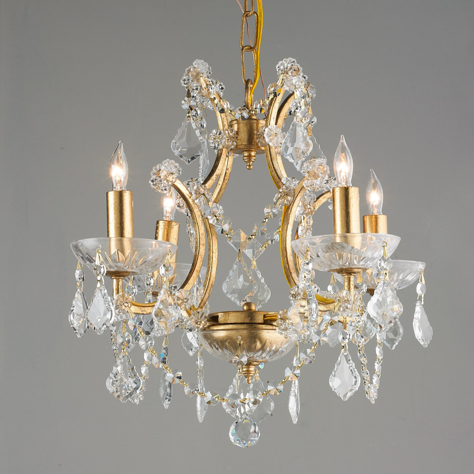 Gold Leaf and Crystal Mini Chandelier - Shades of Light