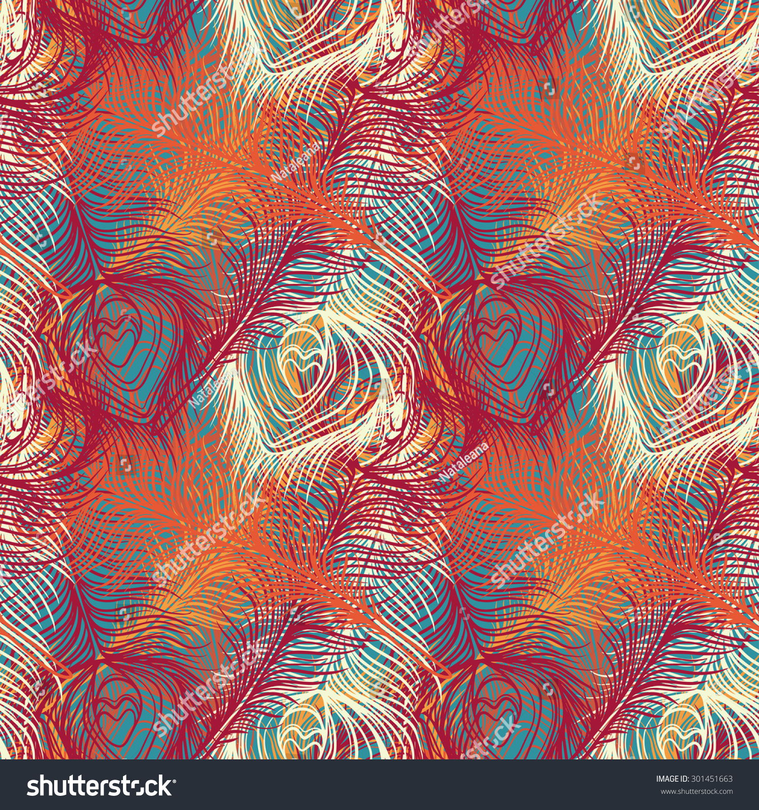 Peacock Feathers Colorful Seamless Pattern Repeating Stock Vector ...
