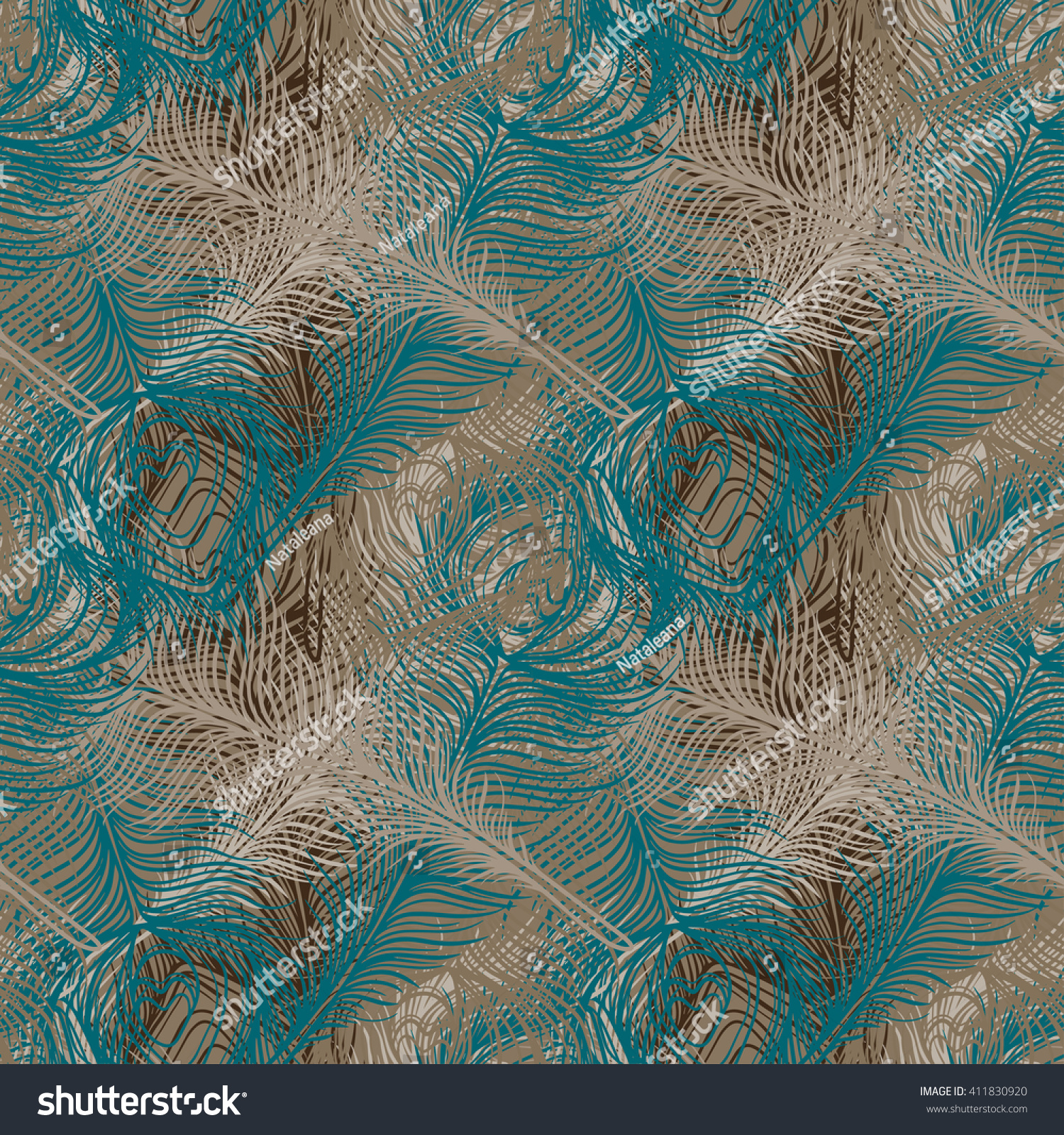Peacock Feathers Colorful Seamless Pattern Repeating Stock ...