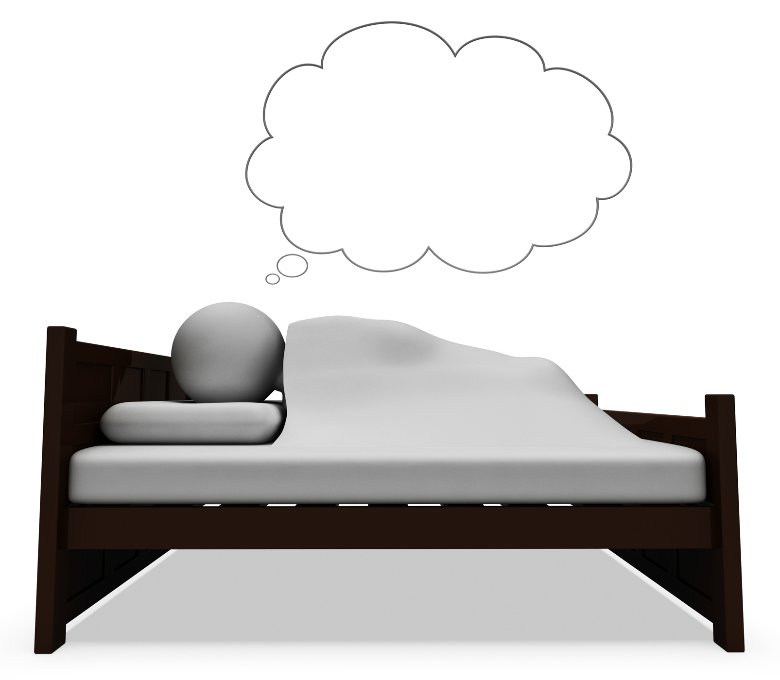 Character dream shows go to bed and bedroom 3d rendering photo