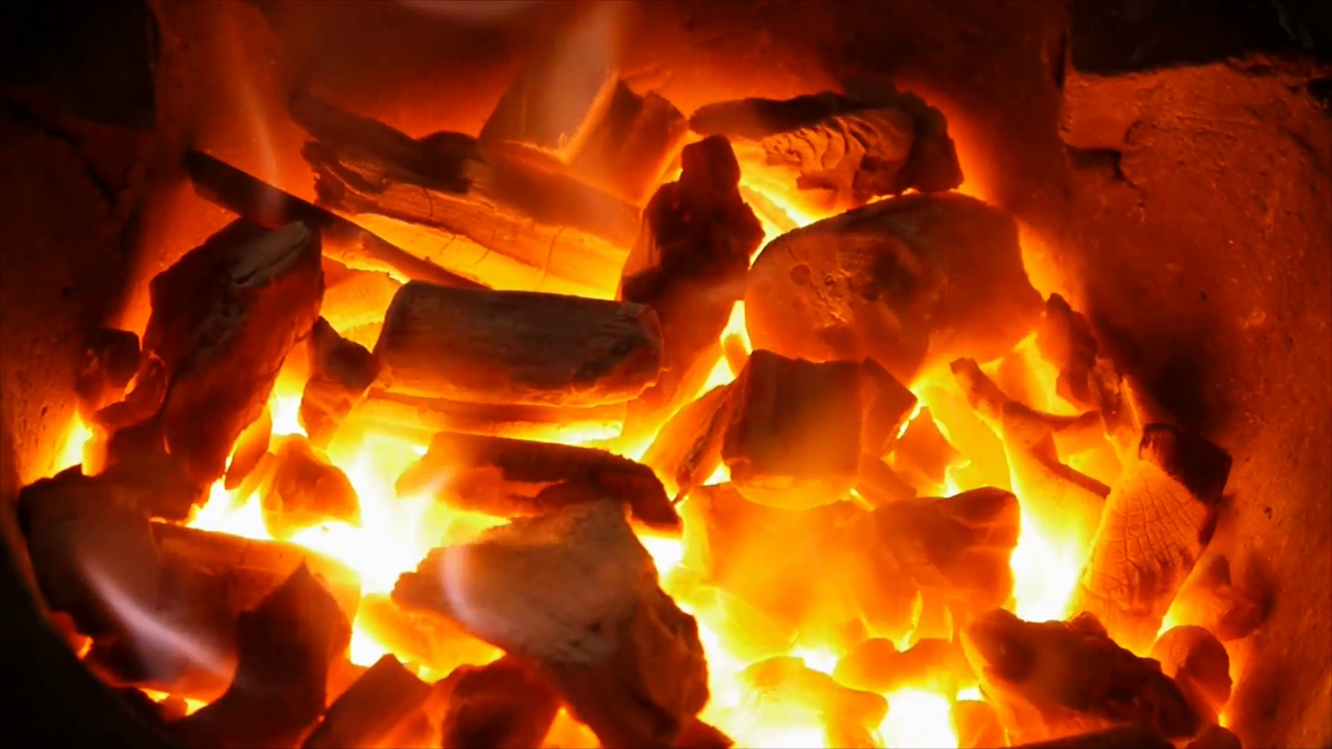 Fire from burning charcoal Stock Video Footage - Videoblocks