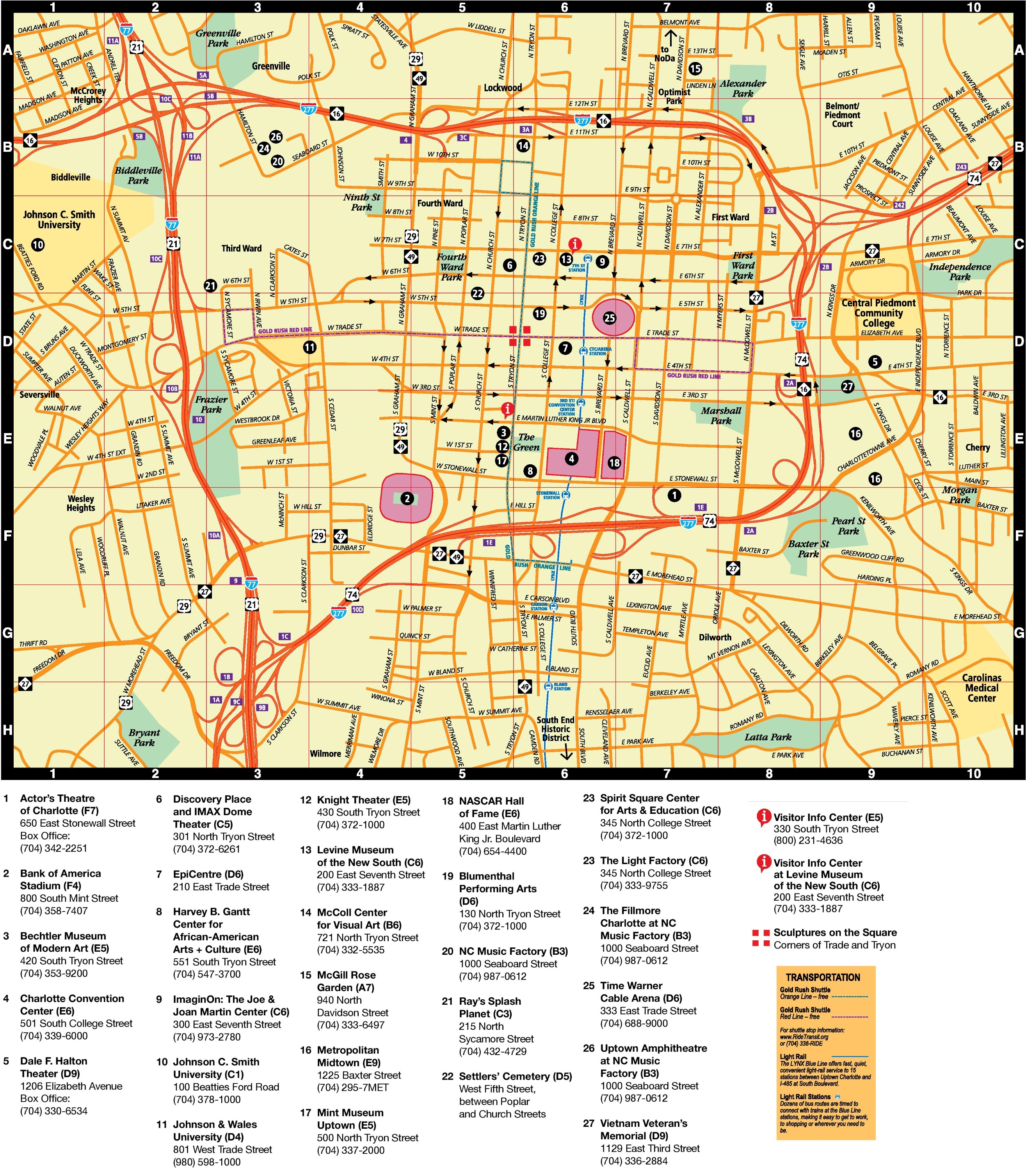 Charlotte city center map ﻿