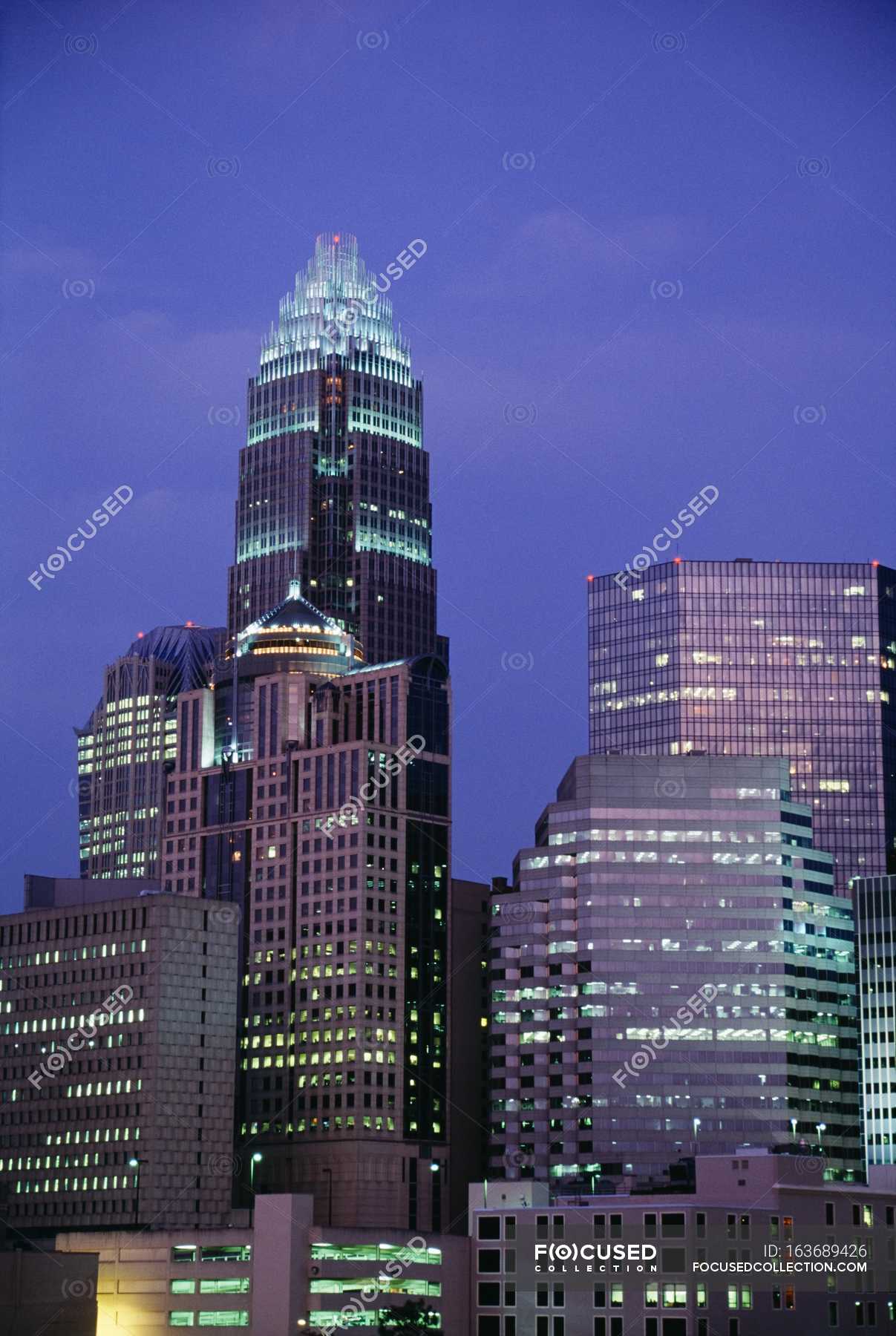Financial District At Night, Charlotte, North Carolina, Usa — Stock ...