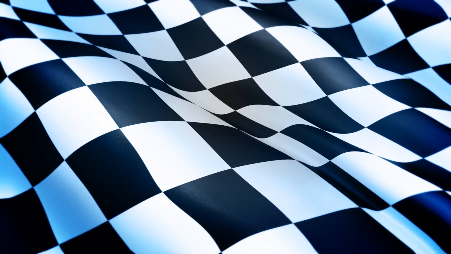 Checkered Flag waving on blue background full screen, looped Motion ...