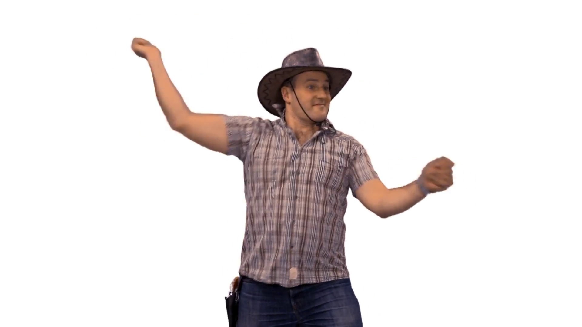 Cheerful man in a cowboy hat singing and dancing, Full HD shot with ...