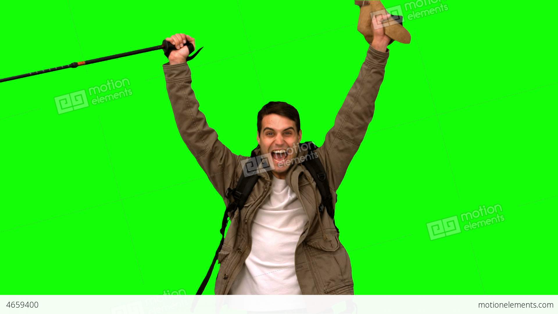 Cheerful Man Raising His Hat On Green Screen Stock video footage ...