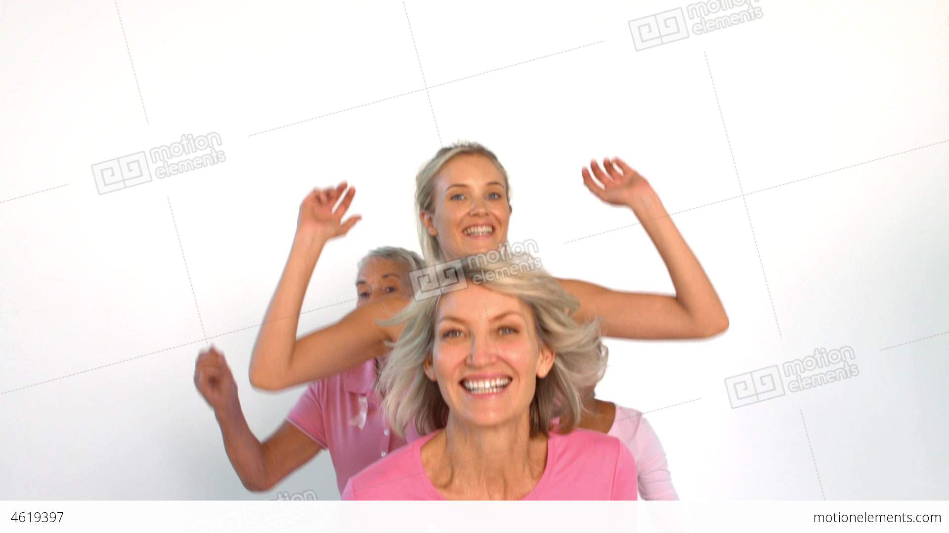 Cheerful Women Hiding Behind Another Woman Wearing Stock video ...