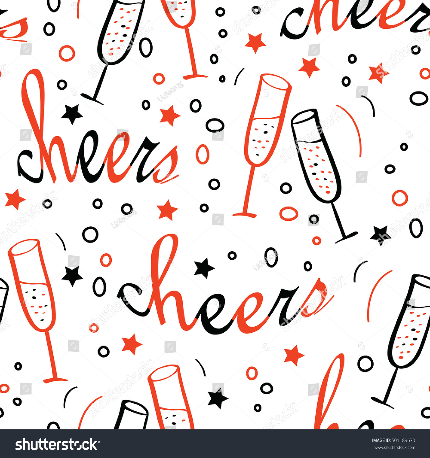 Christmas Background Cheers Lettering Glasses Champagne Stock Vector ...
