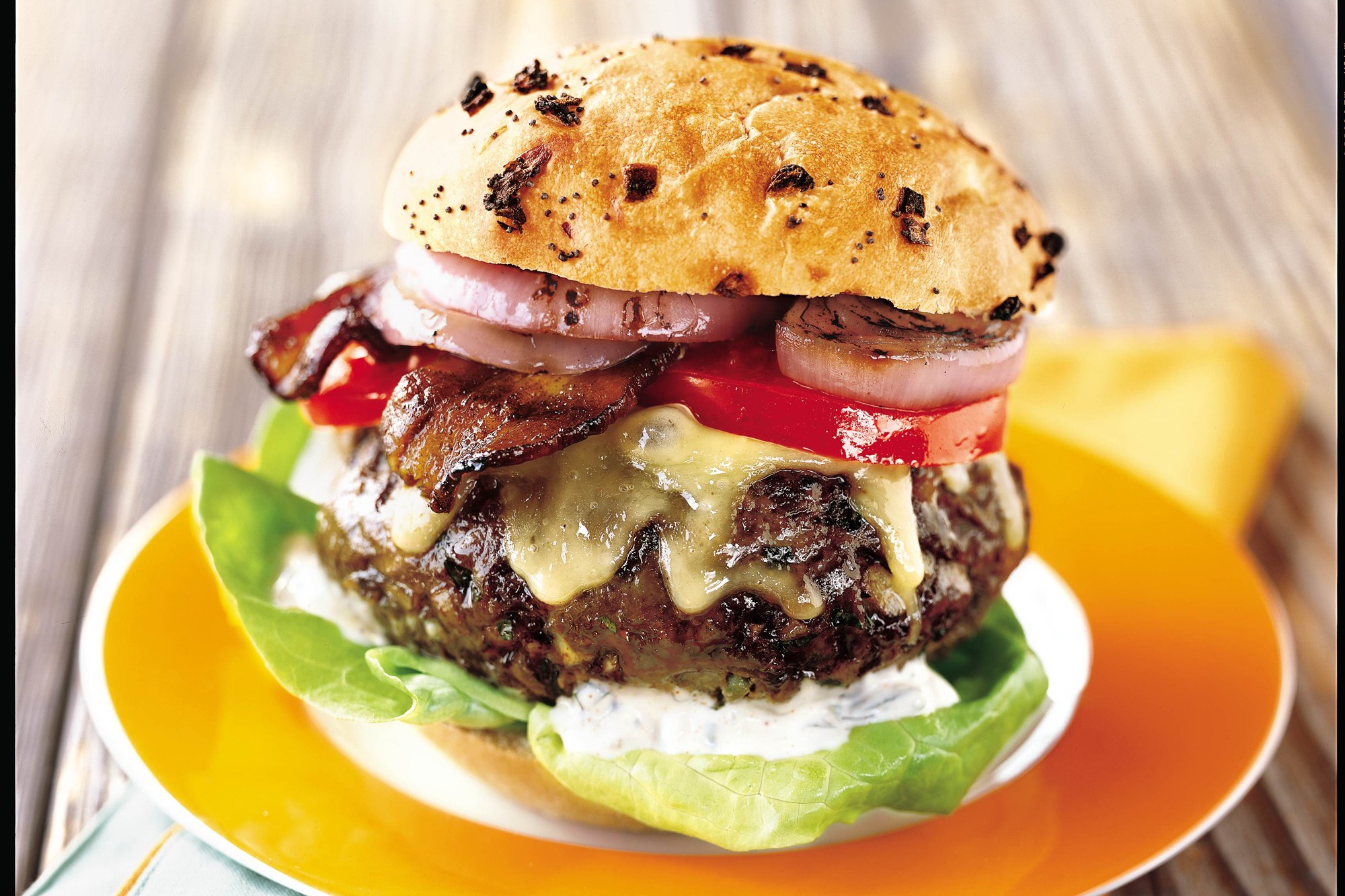 Jalapeño Cheeseburgers with Bacon and Grilled Onions recipe ...