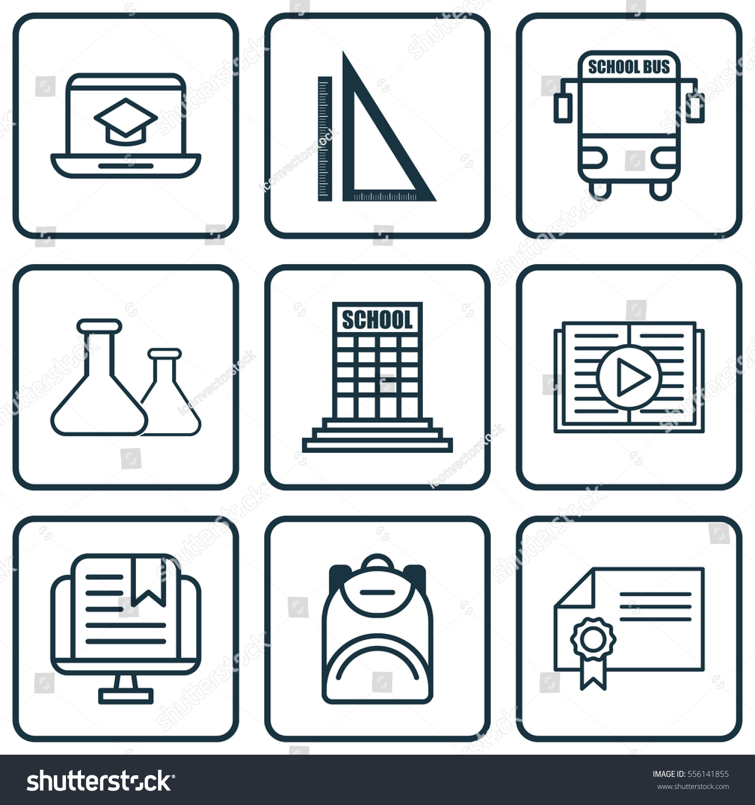 Set 9 Education Icons Includes Academy Stock Vector (2018) 556141855 ...
