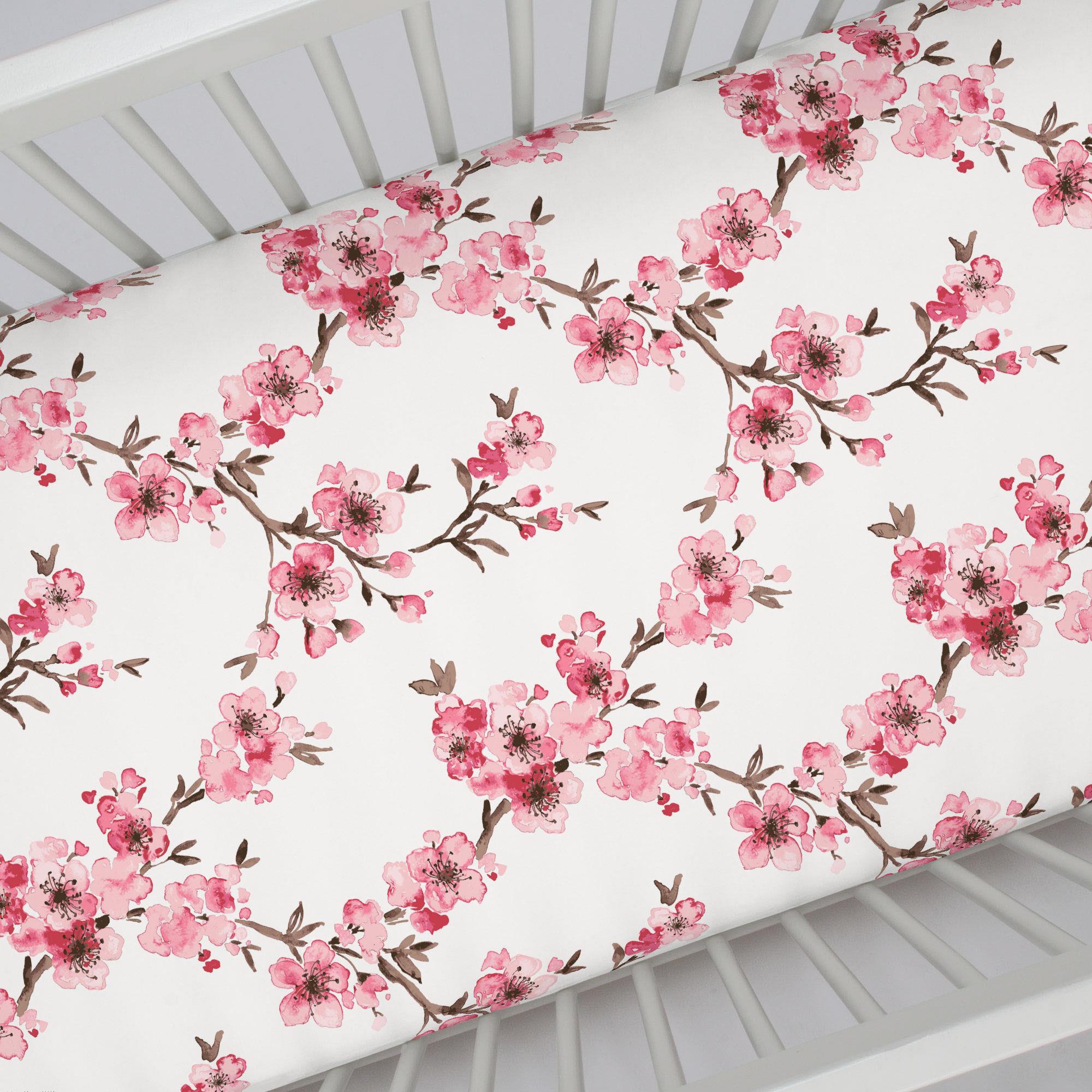Pink Cherry Blossom Crib Sheet | Carousel Designs