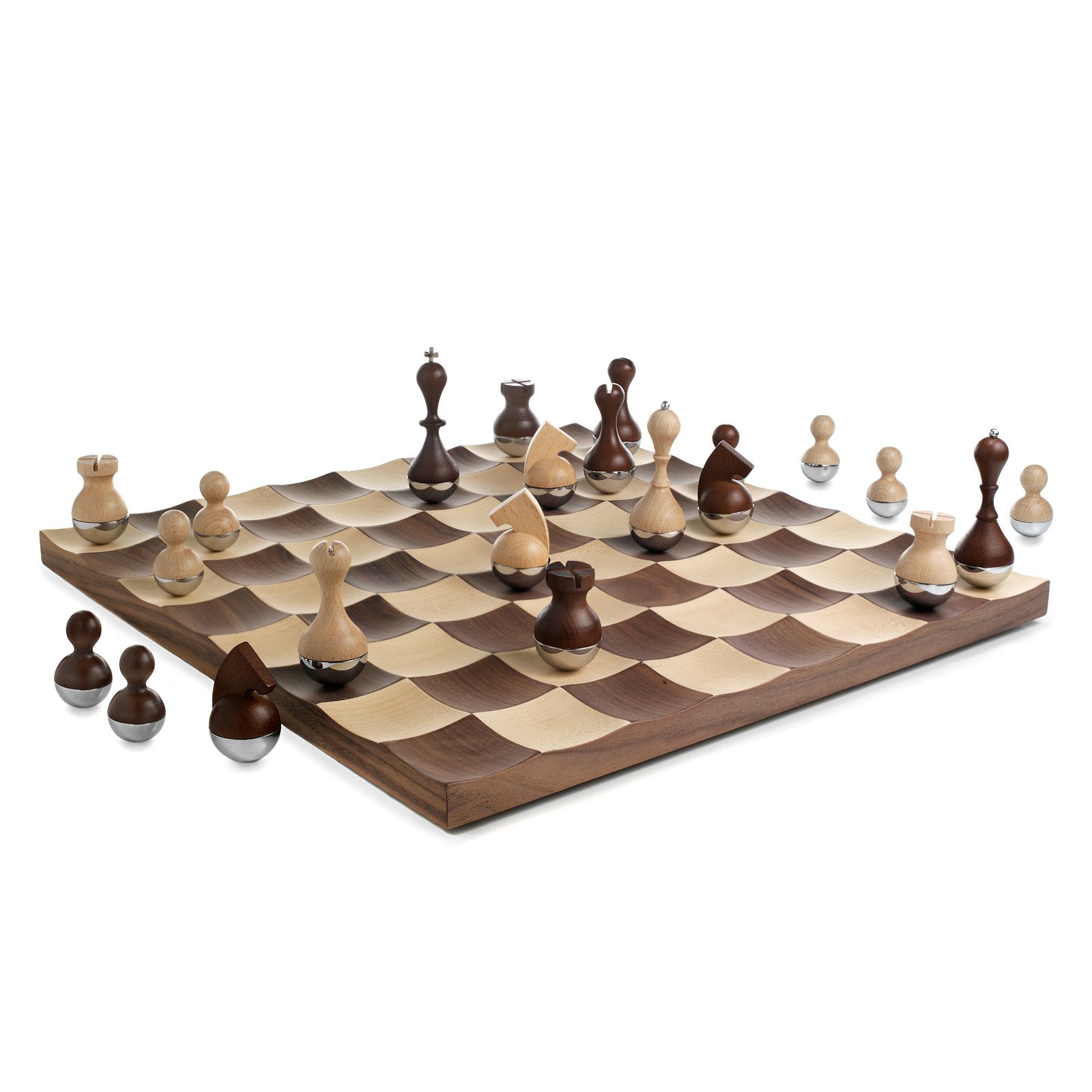 Wobble Chess Set | Modern Wood Chess Board | UncommonGoods