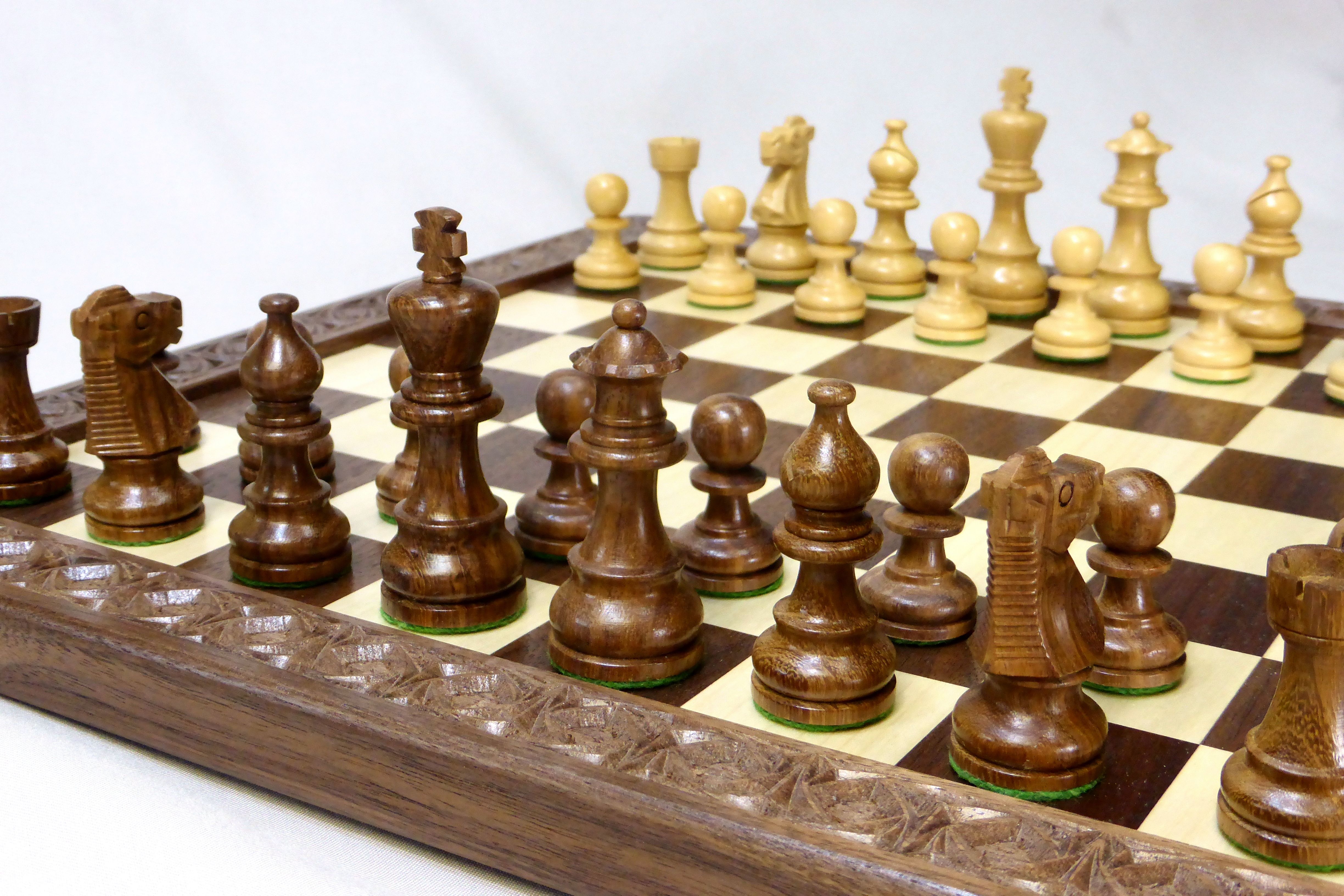 Buy a Handmade Walnut And Maple Checkers/Chess Board With Carved ...