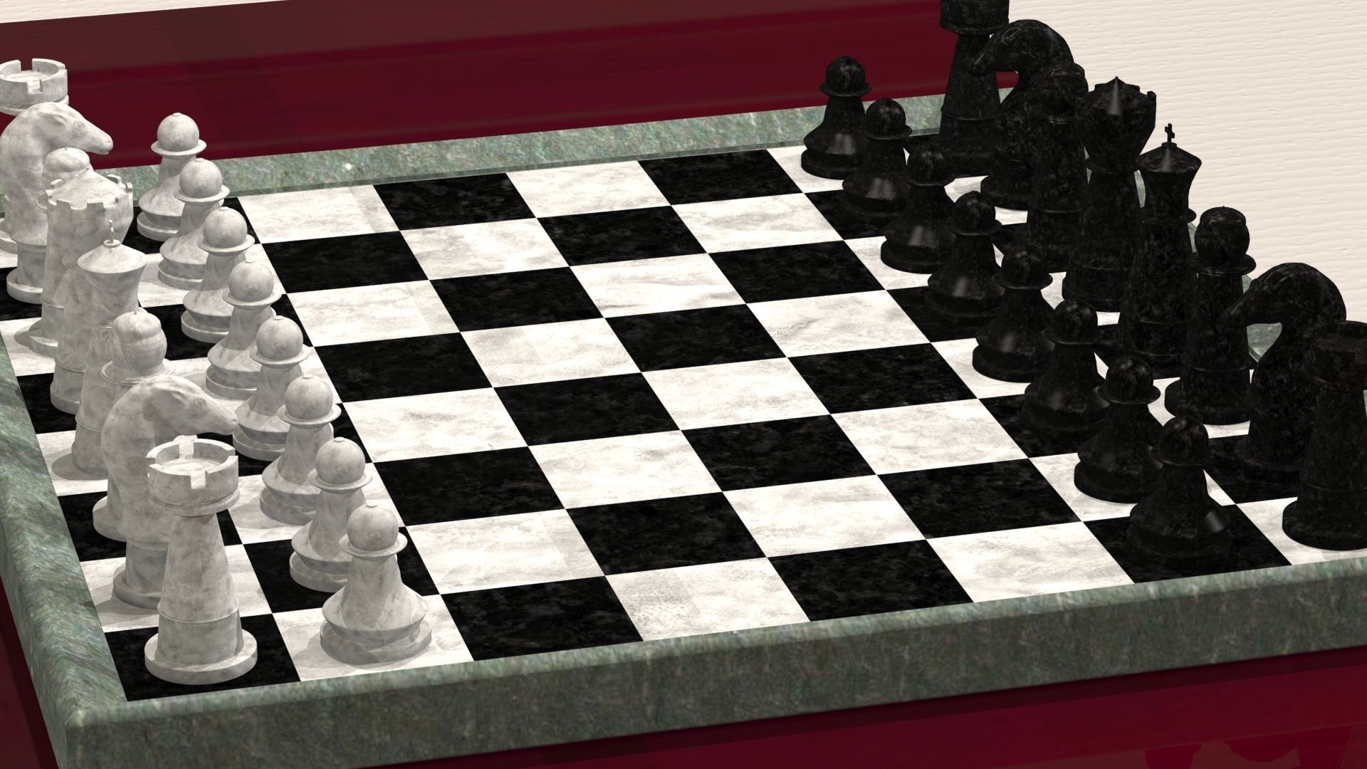Chess board with pieces 3D print model | CGTrader
