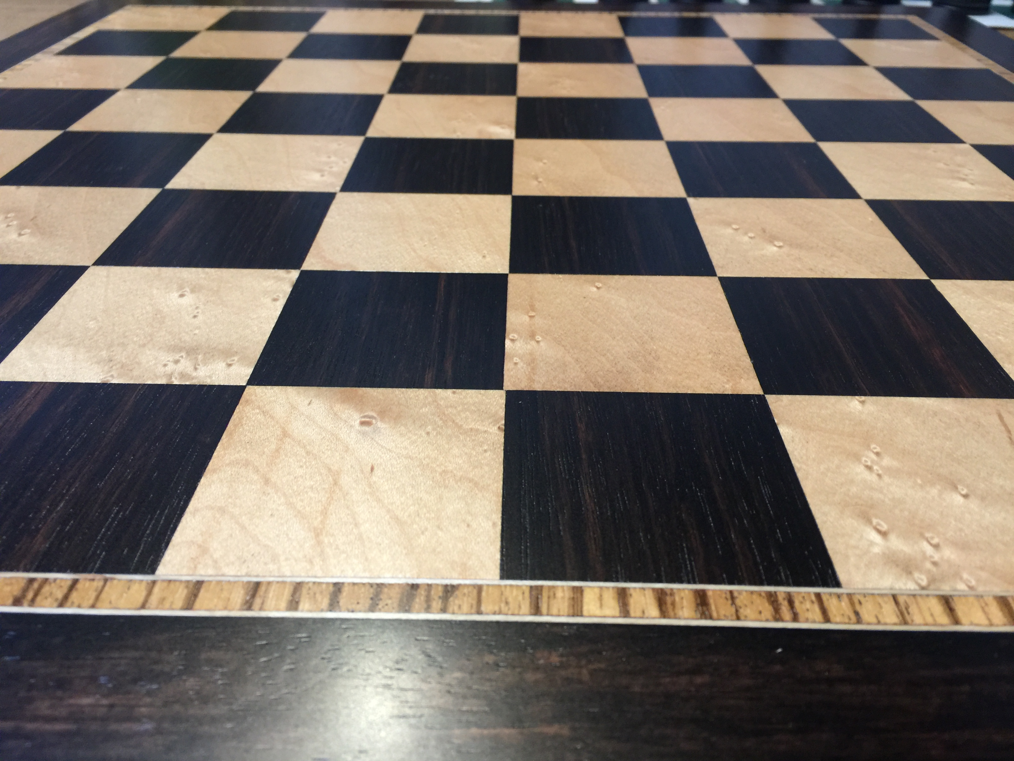 Stained Black Chess Board with Inlay and 2.25