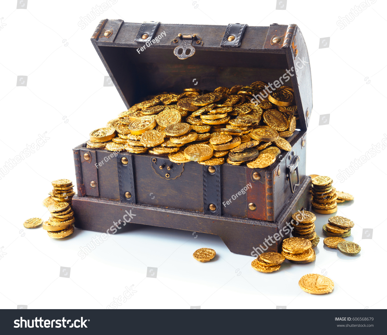 Open Treasure Chest Filled Gold Coins Stock Photo (Download Now ...