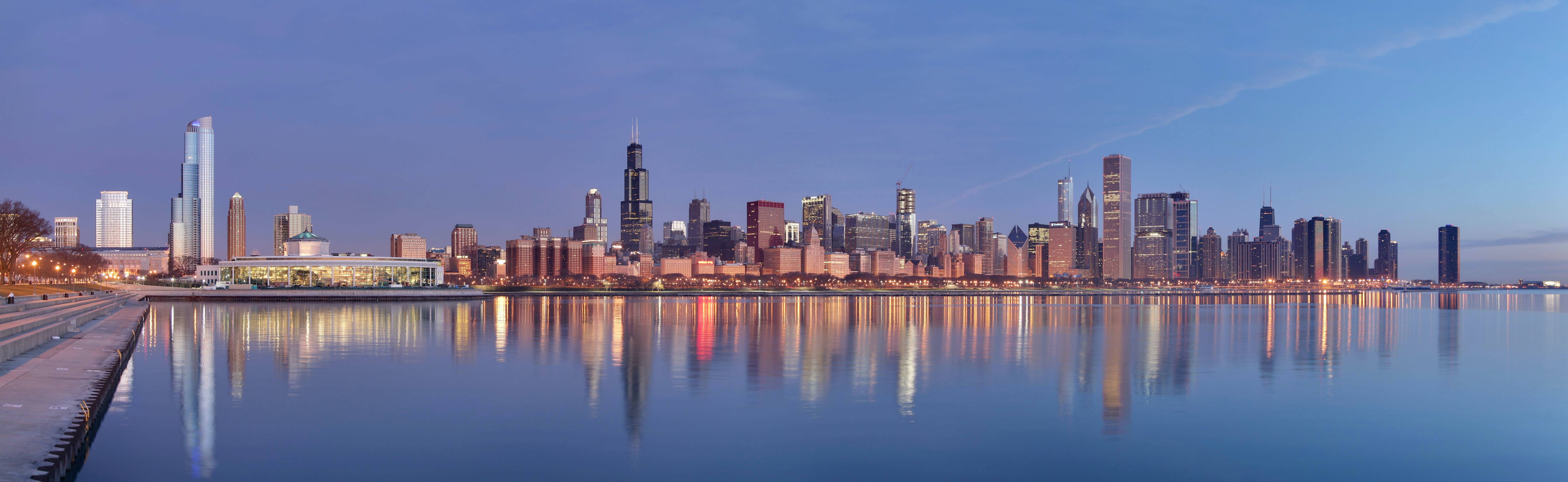 PHOTO- CHICAGO – PANORAMA OF THE CITY FROM THE ADLER PLANETARIUM ...