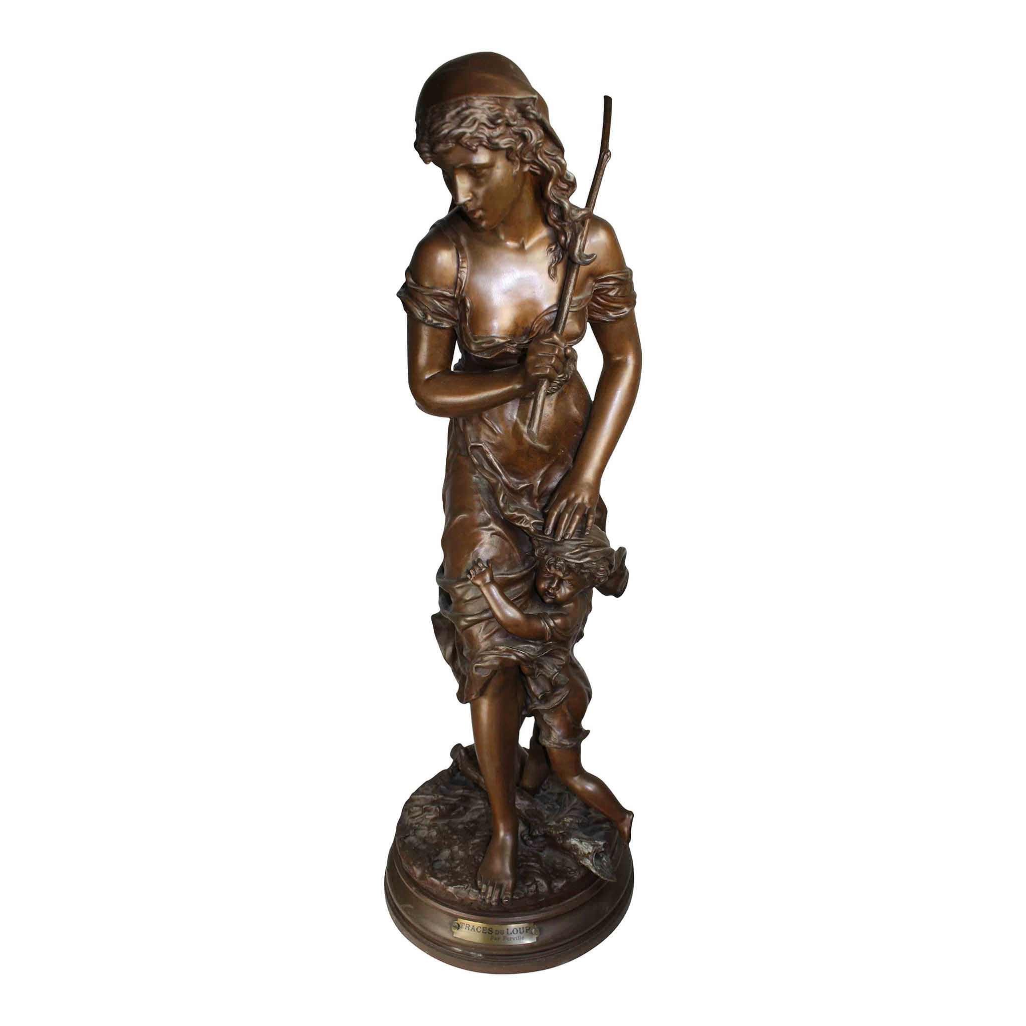 Bronze Statue of Woman and Child - Ski Country Antiques & Home