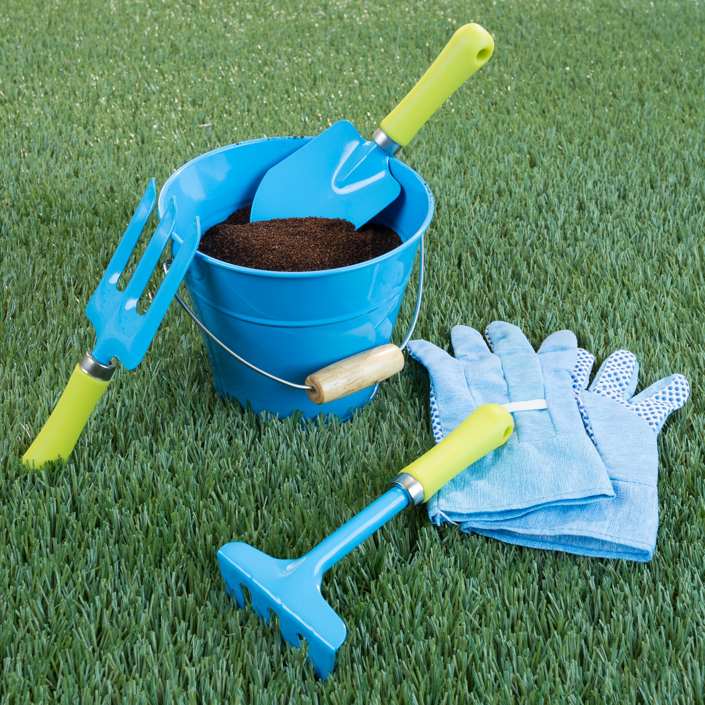 Kid's Garden Tool Set with Child Safe Shovel, Rake, Fork, Gloves ...