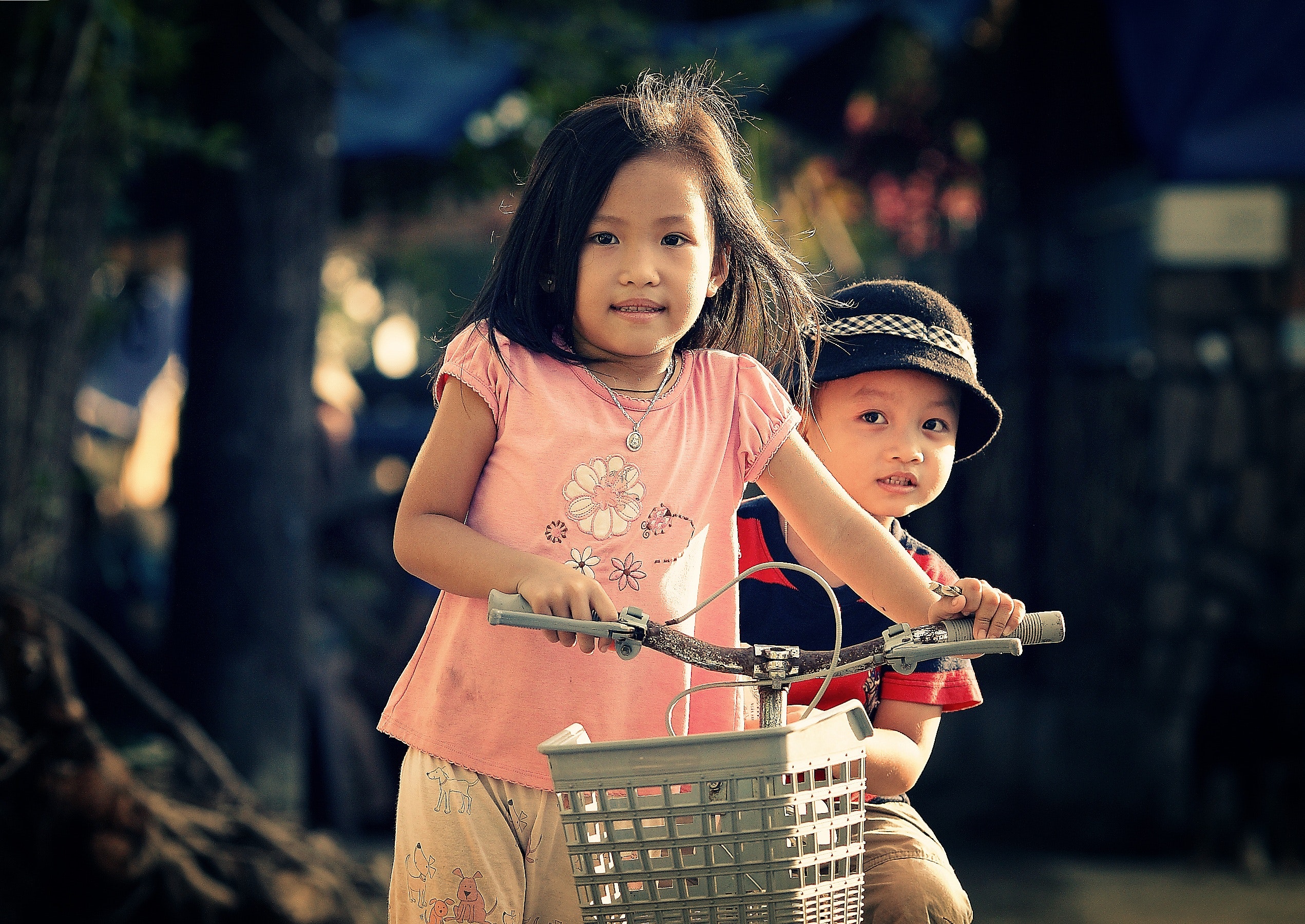 Children riding bicycle photo