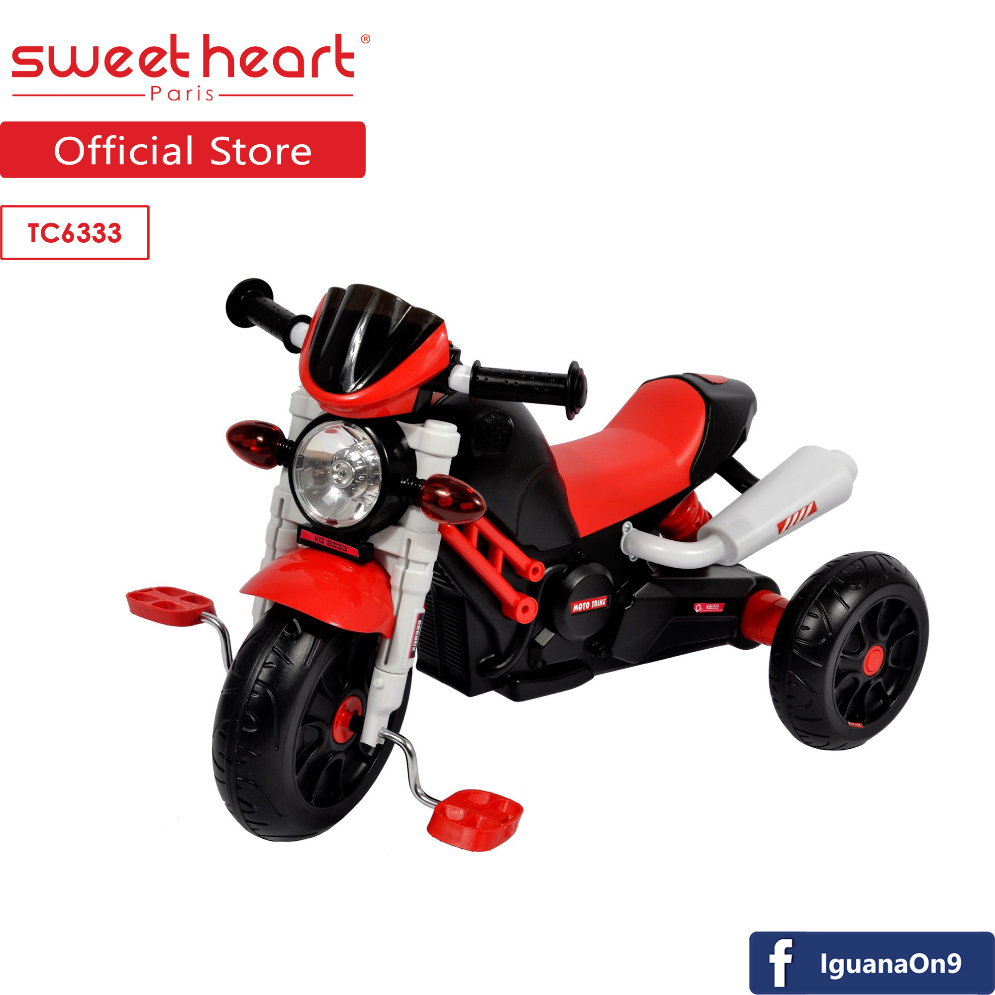 Sweet Heart Paris TC6333 Children Tricycle Motorcycle Design Red ...