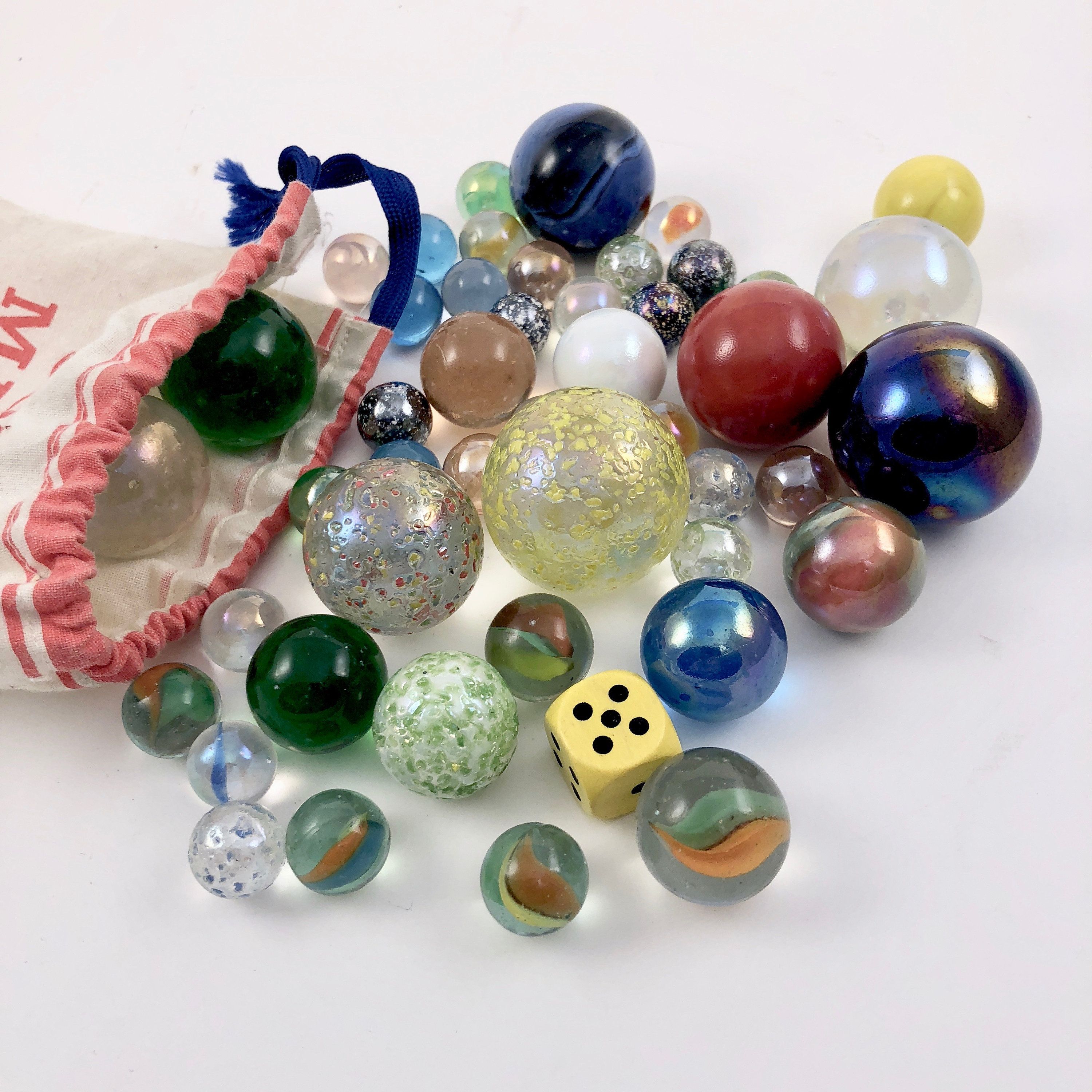 Vintage Marbles, Glass Marbles in Original Bag, Cat's Eye Marbles ...