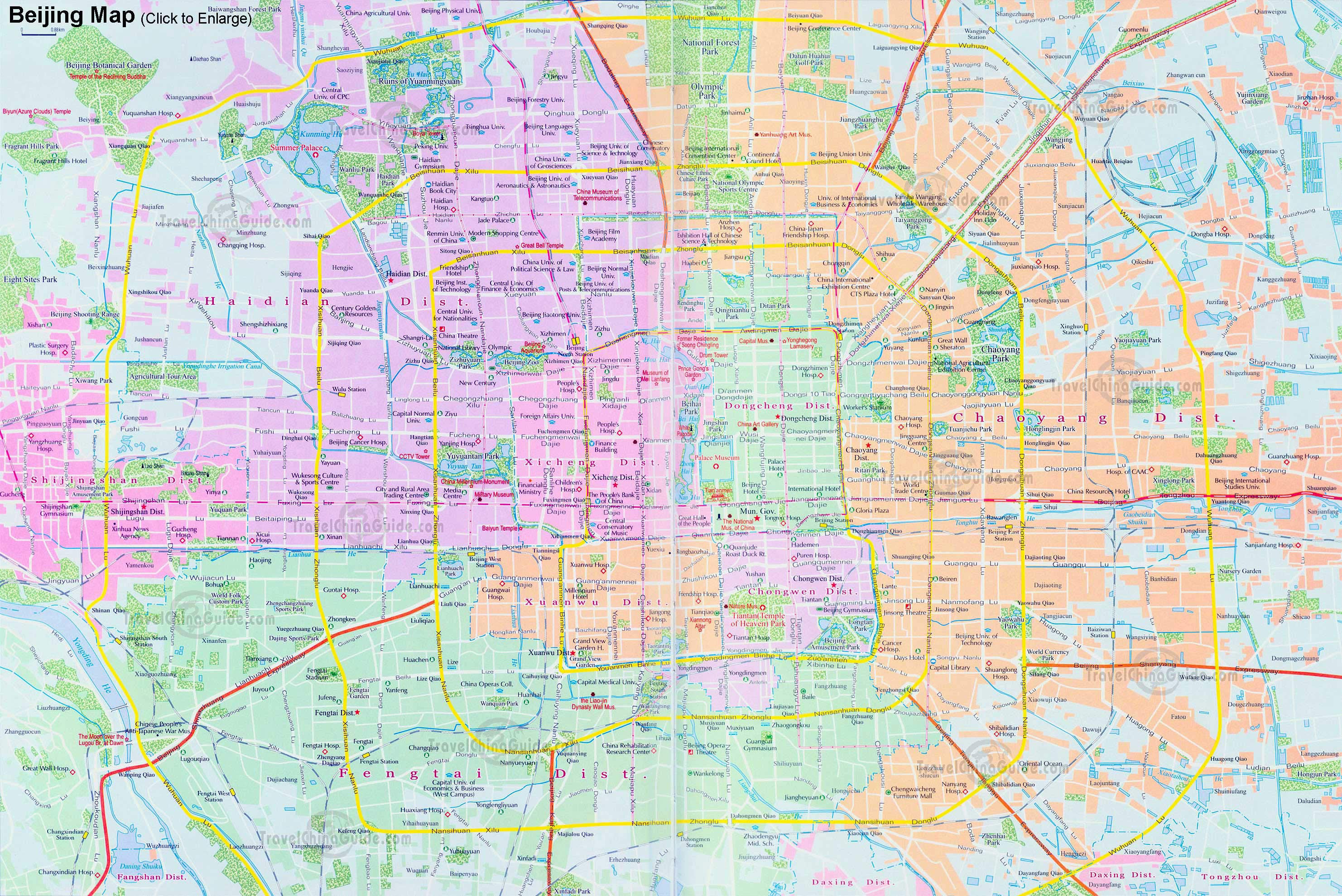 Beijing Maps: Attractions, Downtown & Districts, Streets