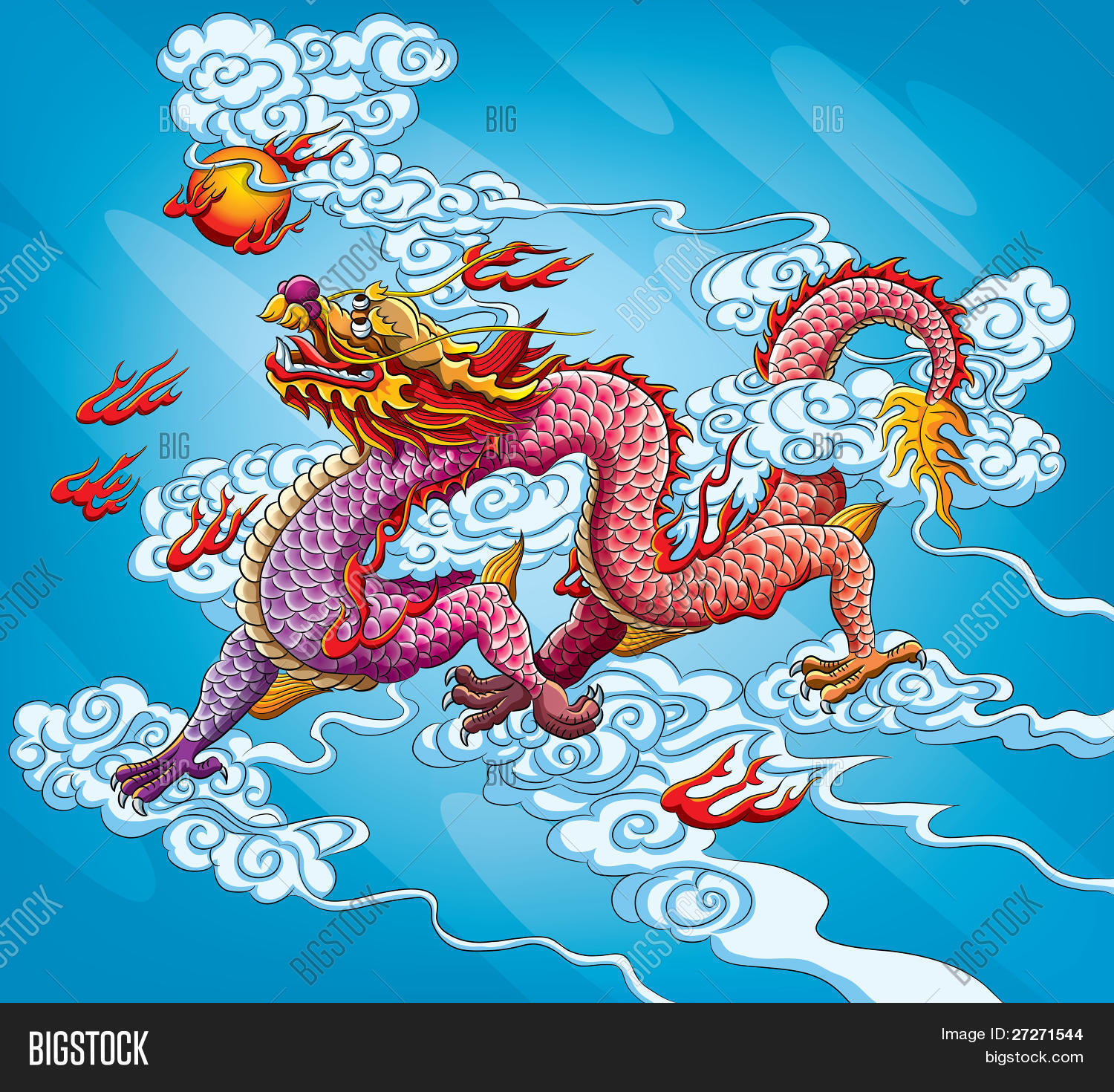 Chinese Dragon Painting Vector & Photo | Bigstock