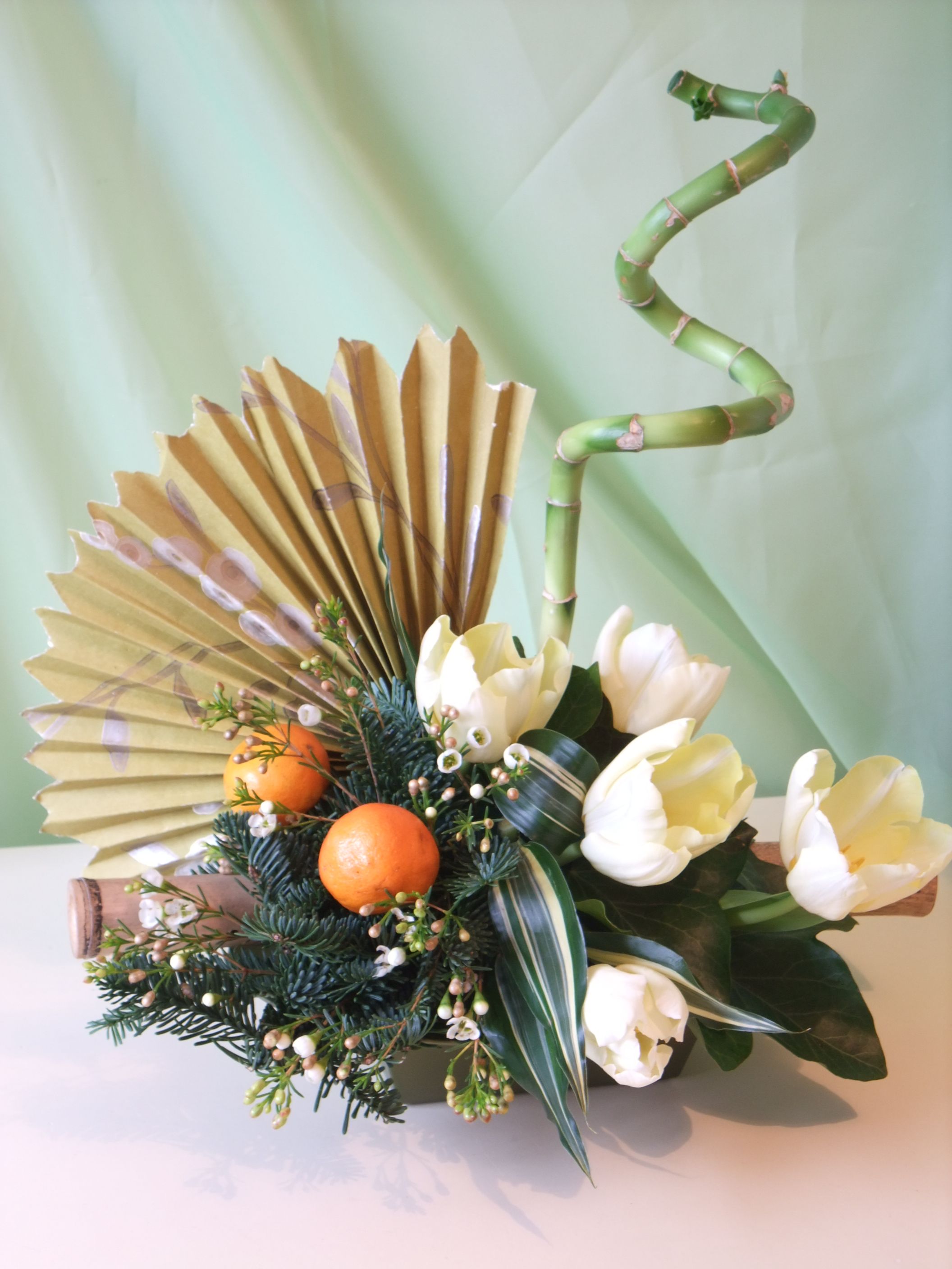 Fan oriental floral arrangement for chinese new year. Helen Allen ...