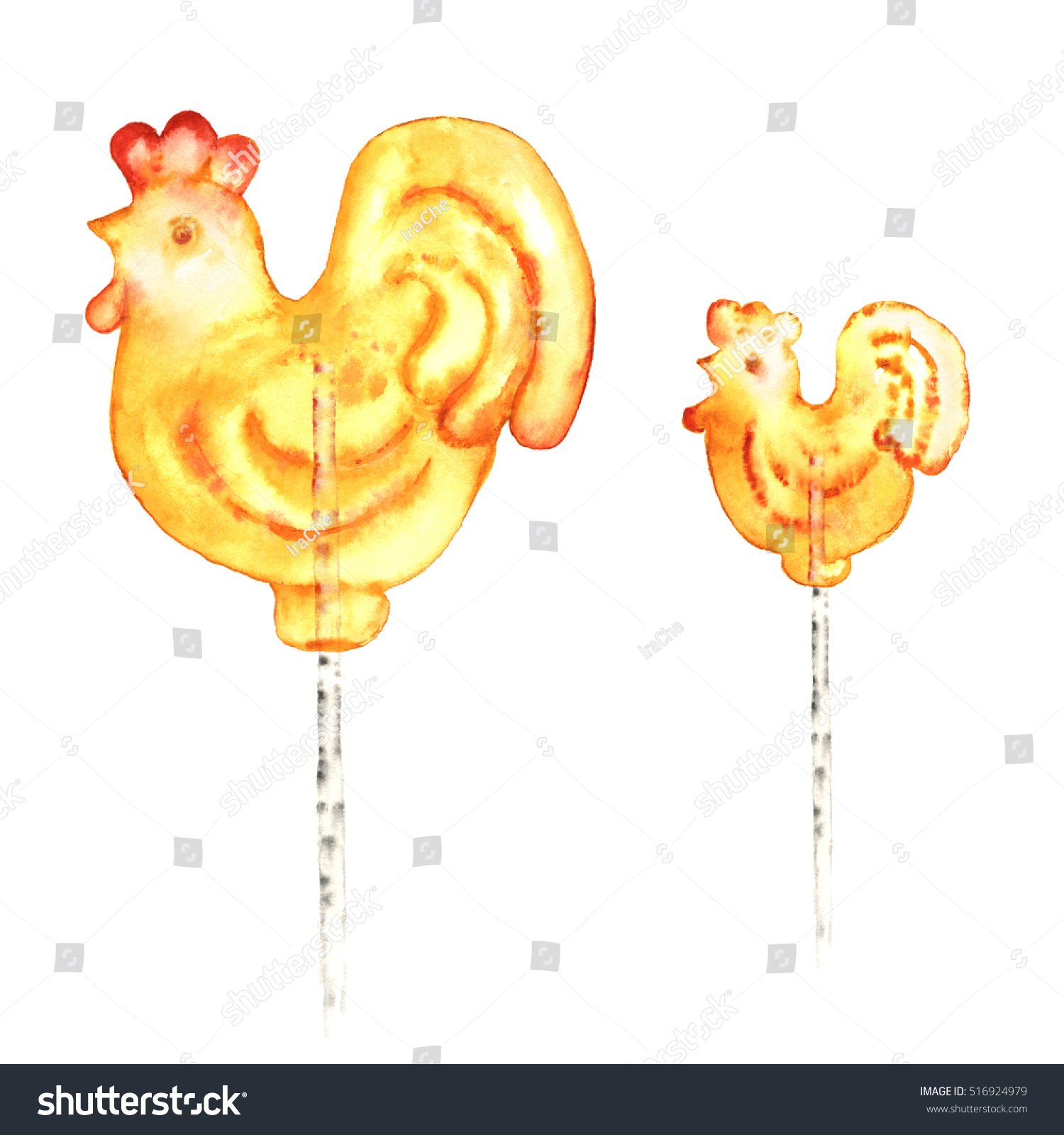 Red Yellow Cock Lollipops On White Stock Illustration 516924979 ...