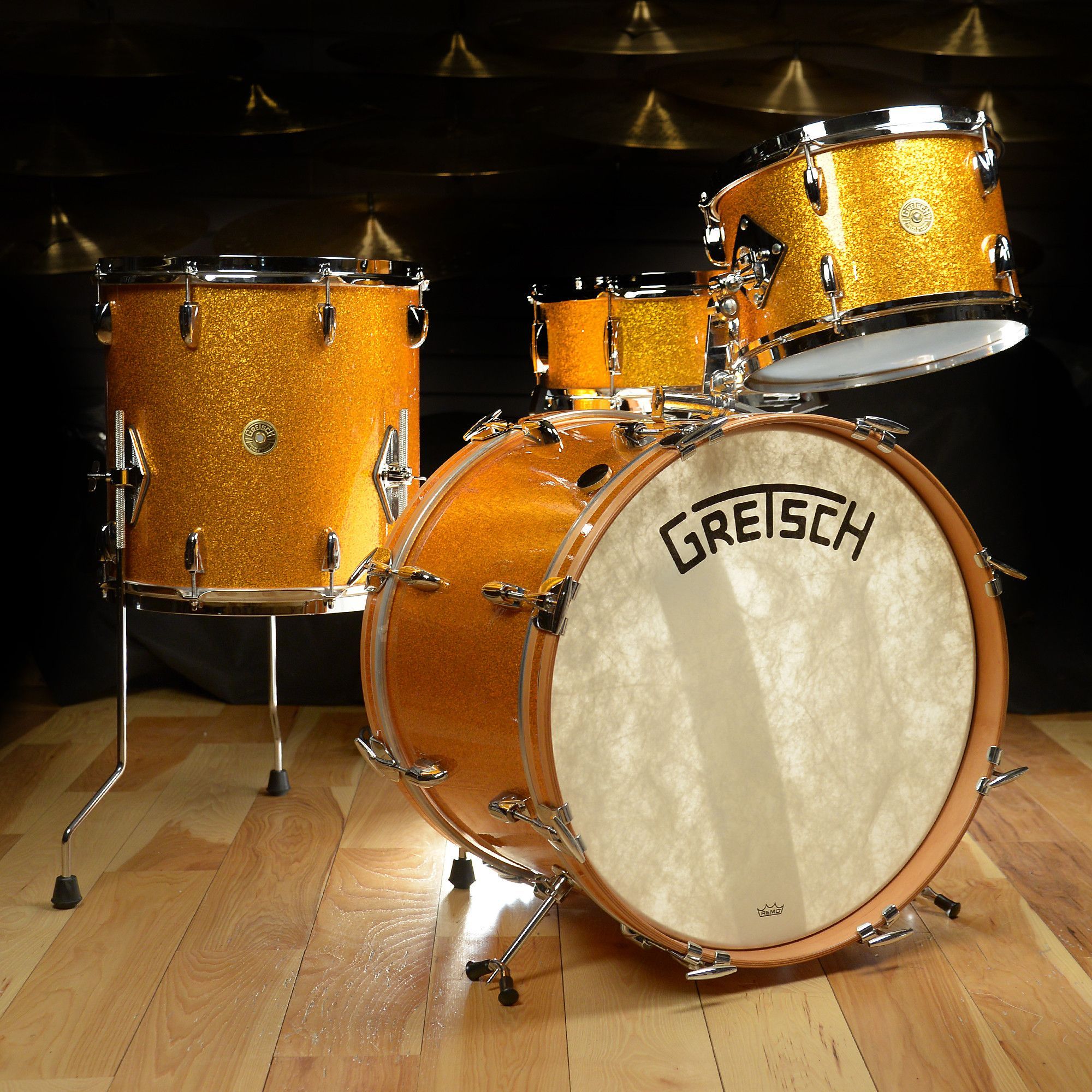 Gretsch USA Custom Broadkaster 12/14/20/5.5x14 4pc Drum Kit Gold ...