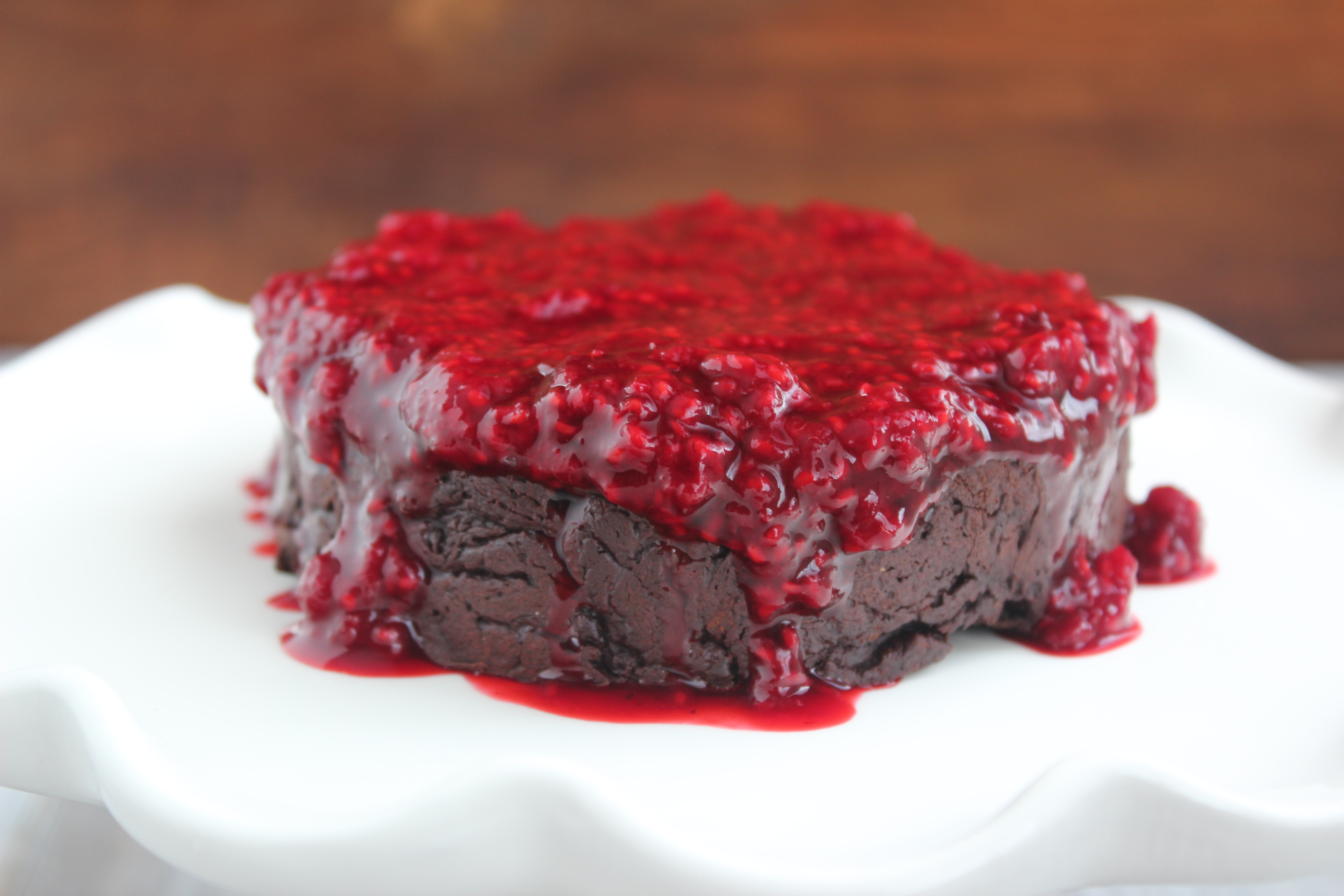 Flourless Chocolate Cake with Raspberry Sauce {for Two}