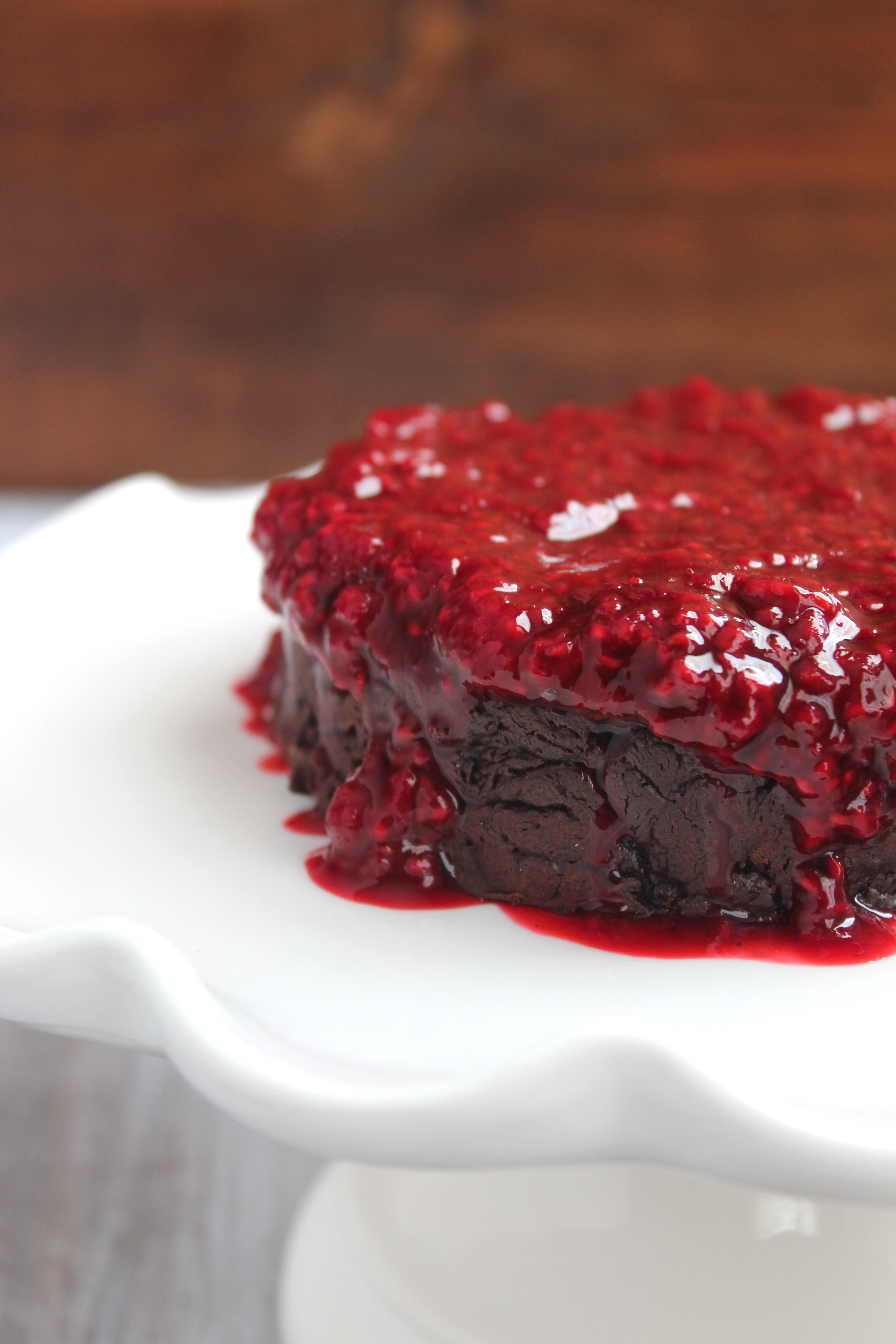 Flourless Chocolate Cake with Raspberry Sauce {for Two}