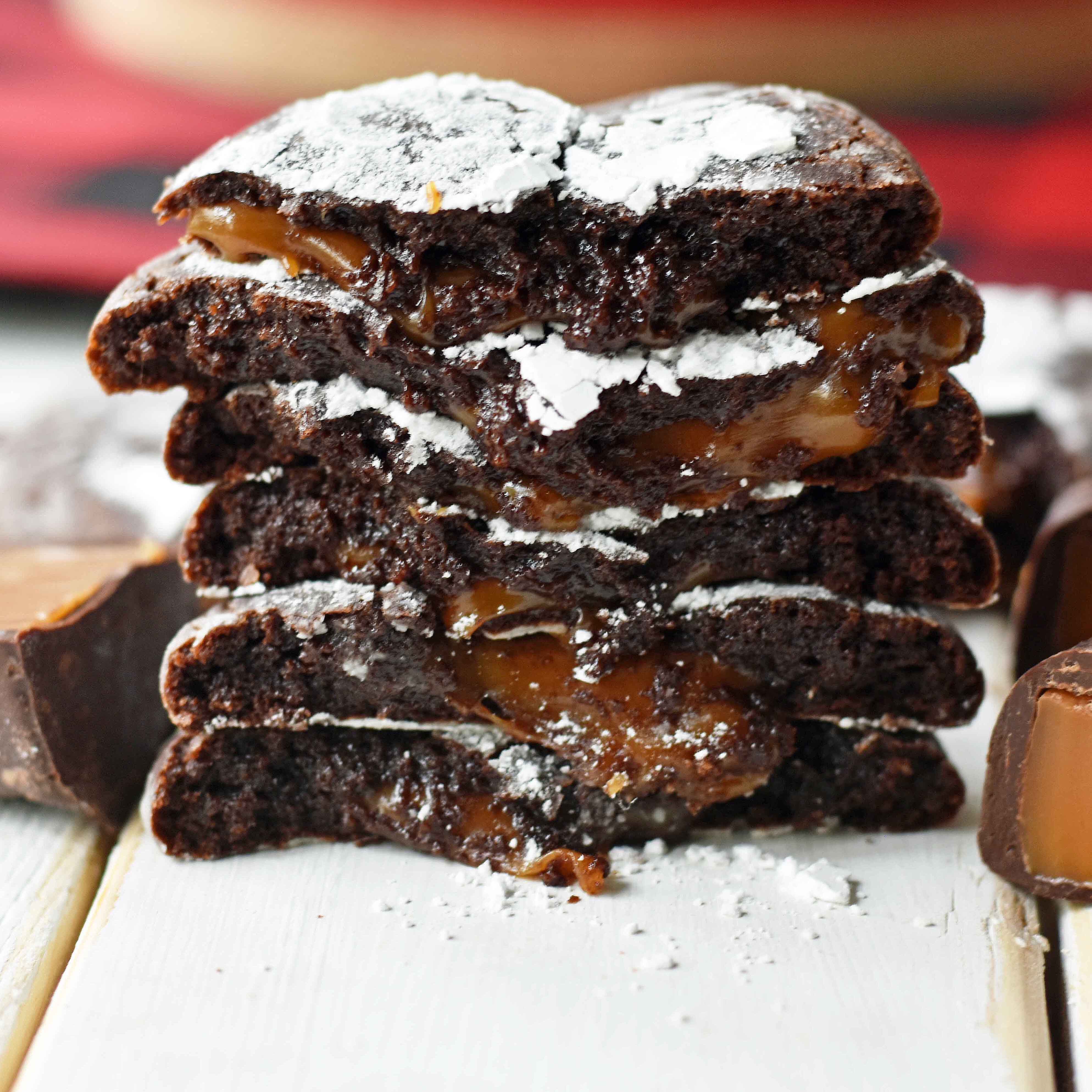 Caramel Filled Chocolate Crinkle Cookies | Modern Honey