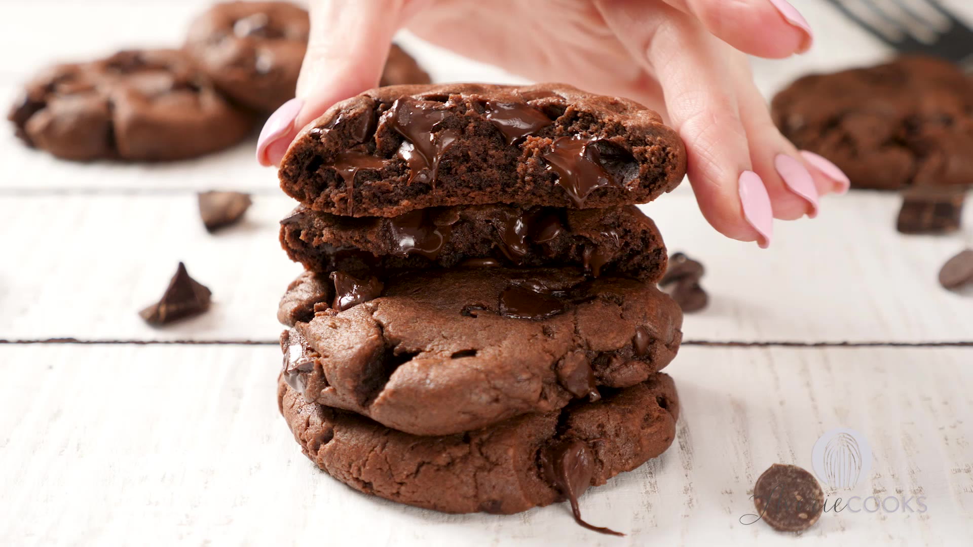 Quadruple Chocolate Soft Fudgy Pudding Cookies - Averie Cooks