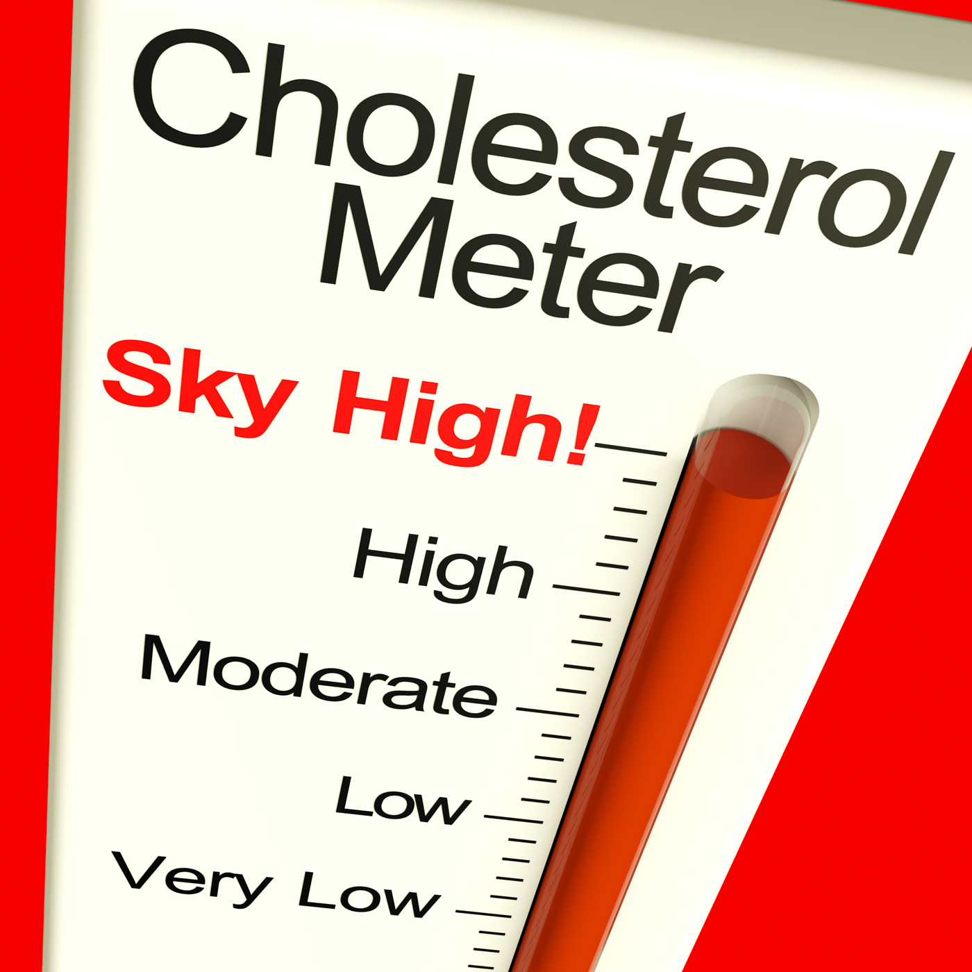 Cholesterol meter high showing unhealthy fatty diet photo