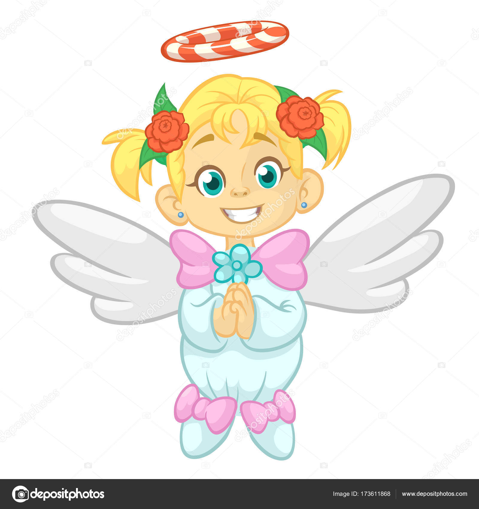 Cute happy Christmas angel character. Vector illustration isolated ...