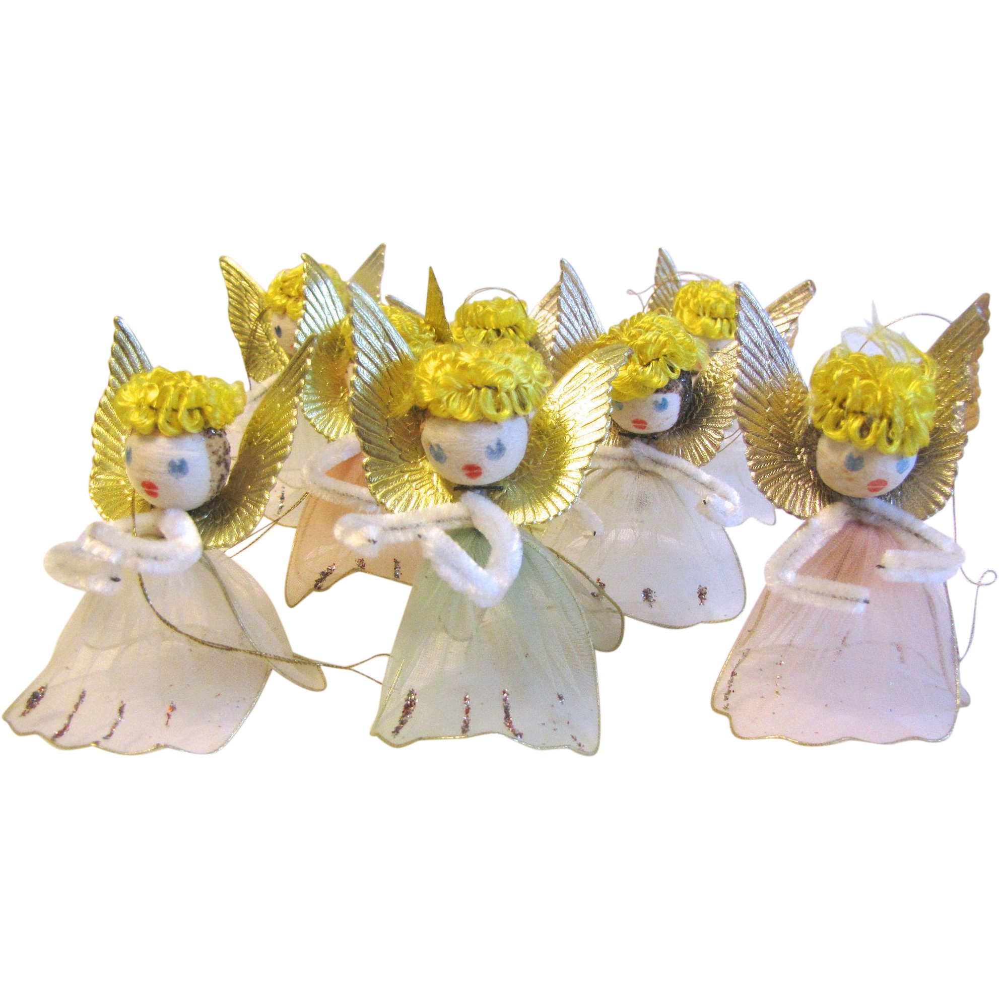Vintage Christmas Decorations, Group of 8 Tulle Angels | Vintage ...