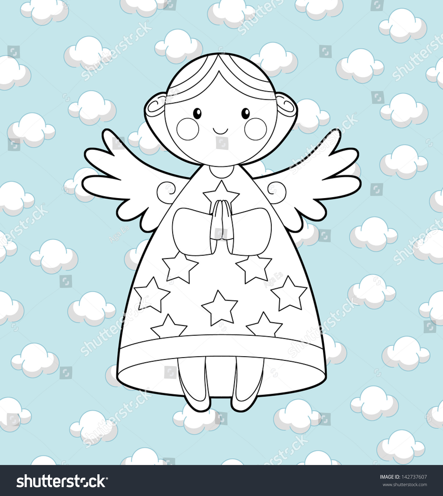 Coloring Page Christmas Angel Illustration Stock Illustration ...