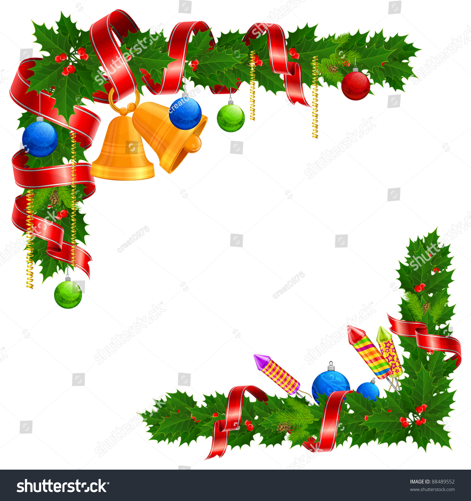 Christmas Angle Garland Bell Ball Ribbon Stock Vector 88489552 ...