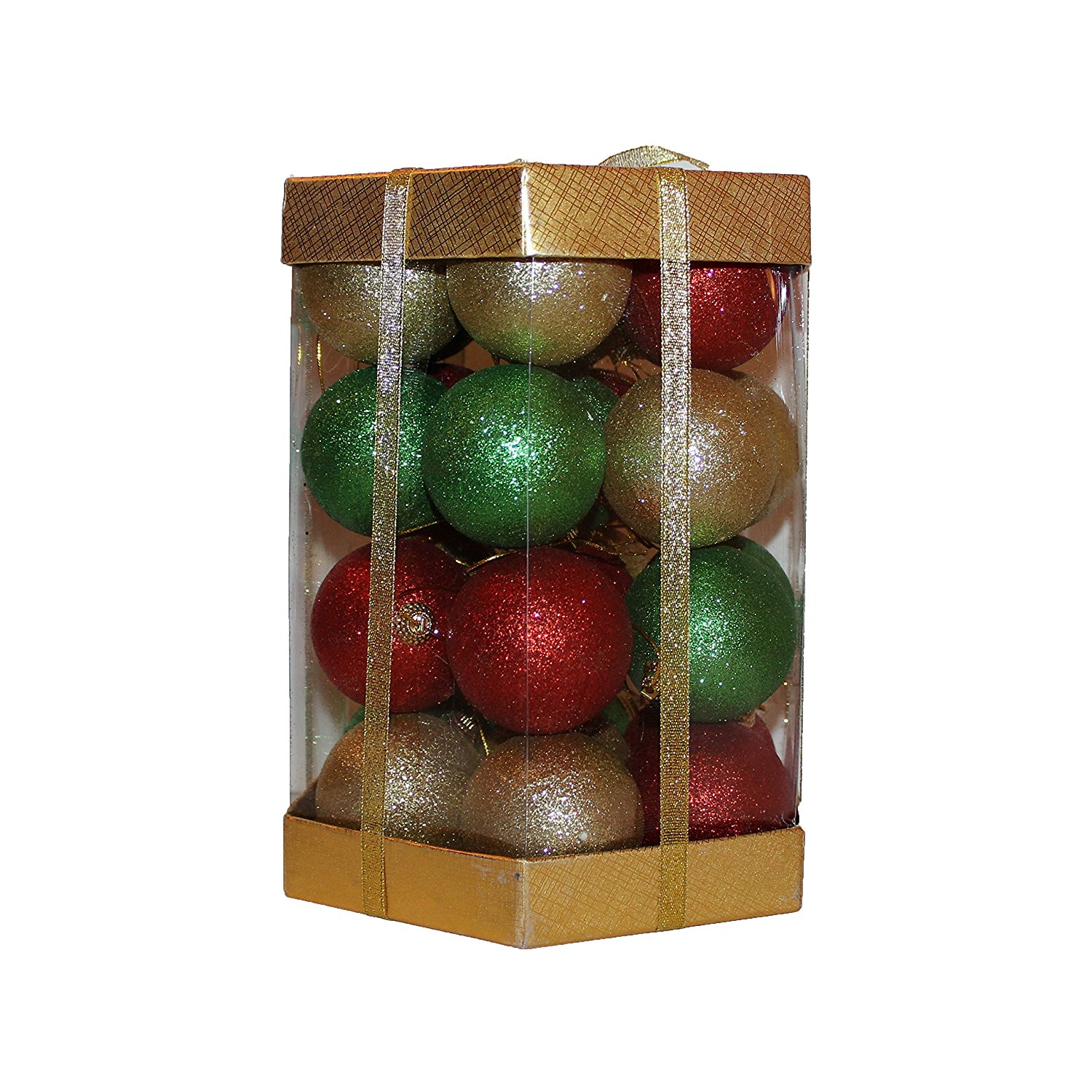 Amazon.com: 28 Count Glitter Christmas Ball Ornaments Boxed Set (Red ...
