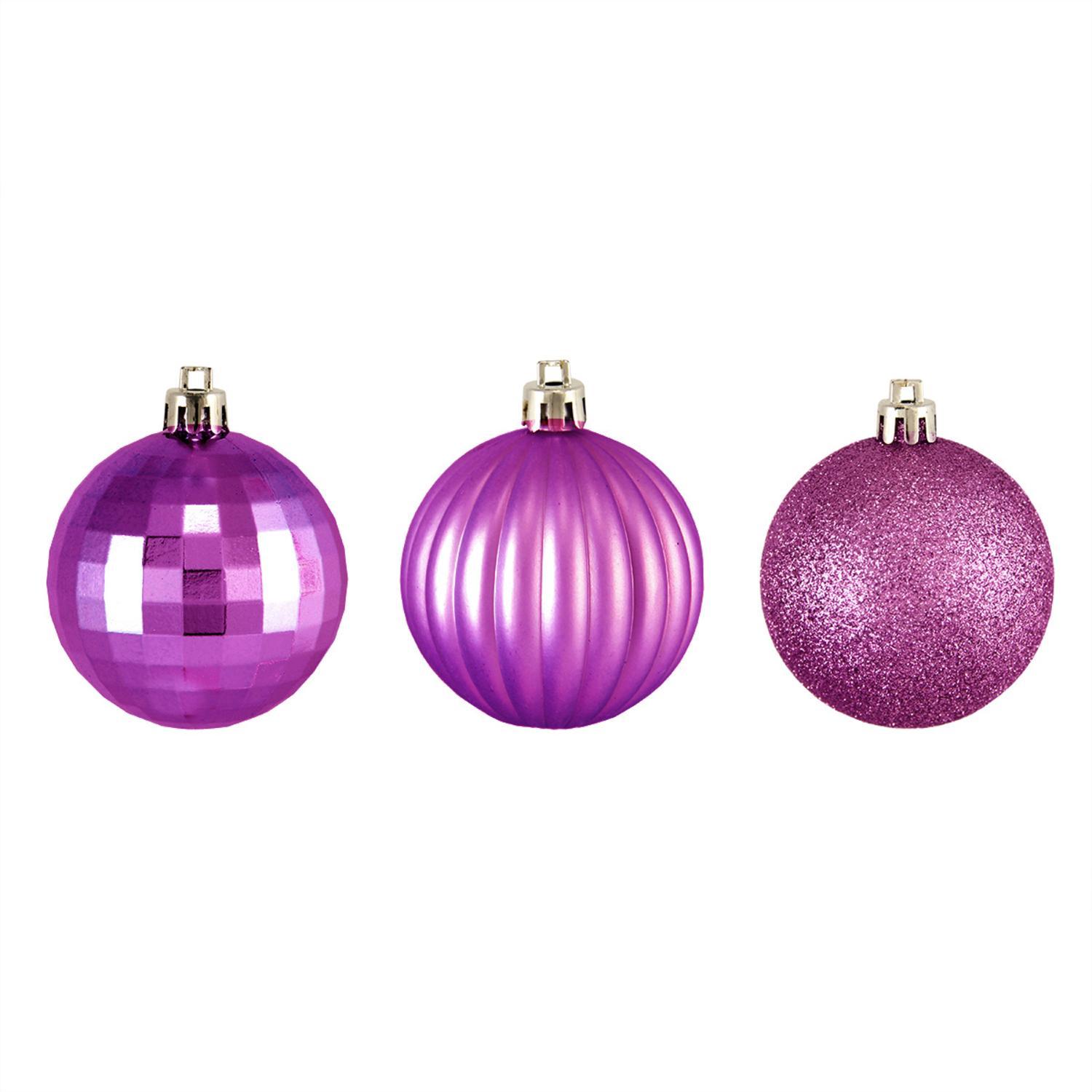 100ct Orchid Pink 3-Finish Shatterproof Christmas Ball Ornaments 2.5 ...