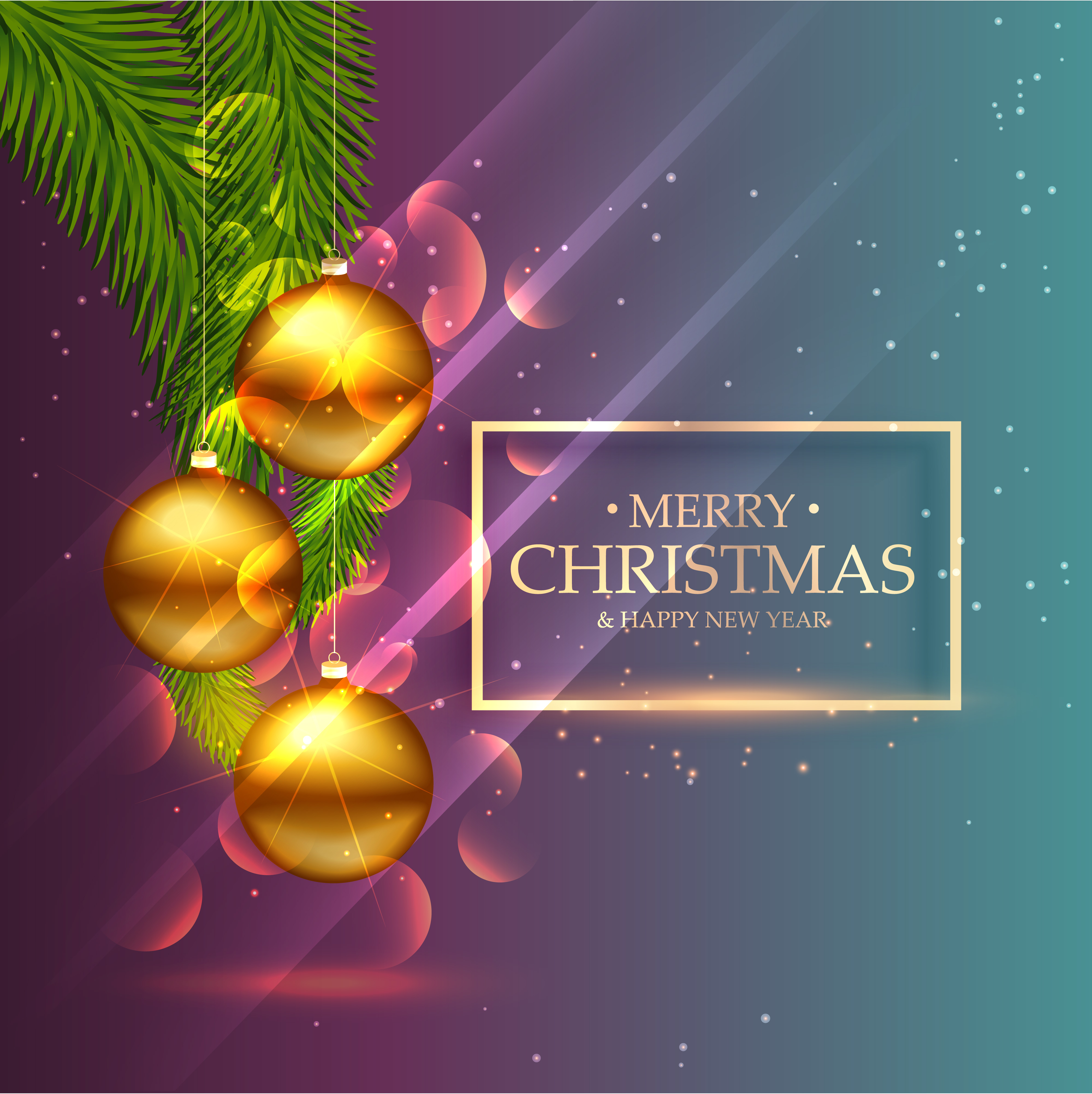 beautiful shiny golden christmas balls with leafs - Download Free ...