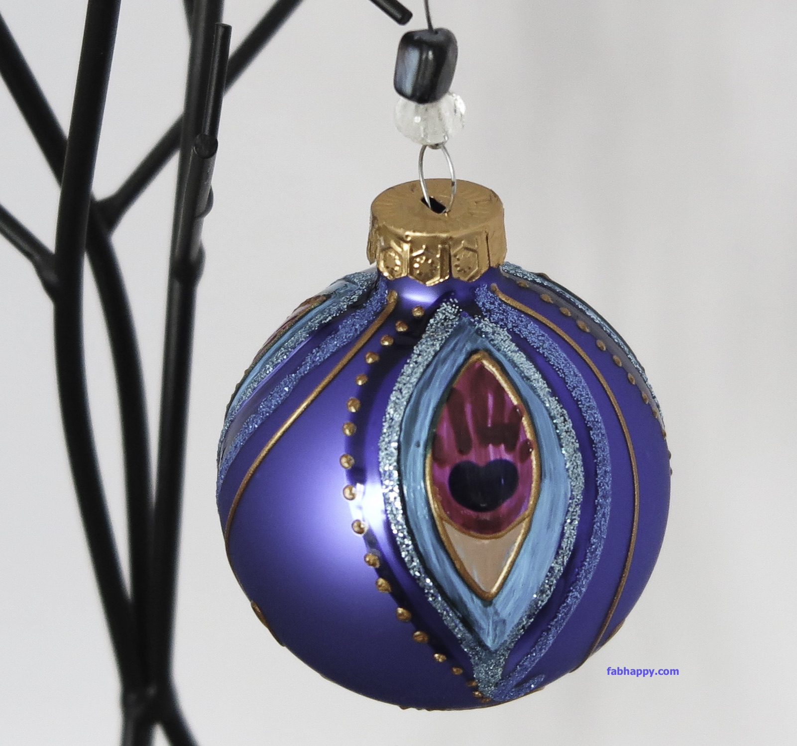 Peacock Feather - Christmas Bauble - Style 1 - FabHappy - Gloria Whiting