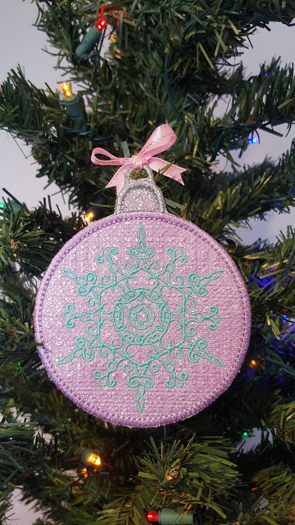 Mylar Christmas Baubles - Machine Embroidery Design - Sweet Pea