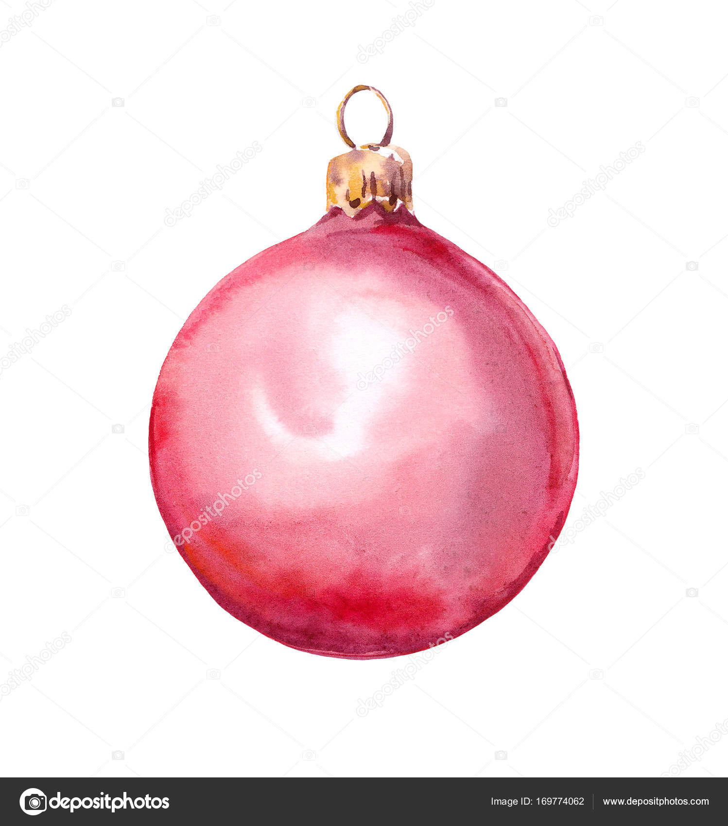 Pink Christmas bauble. Watercolor — Stock Photo © zzzorikk #169774062