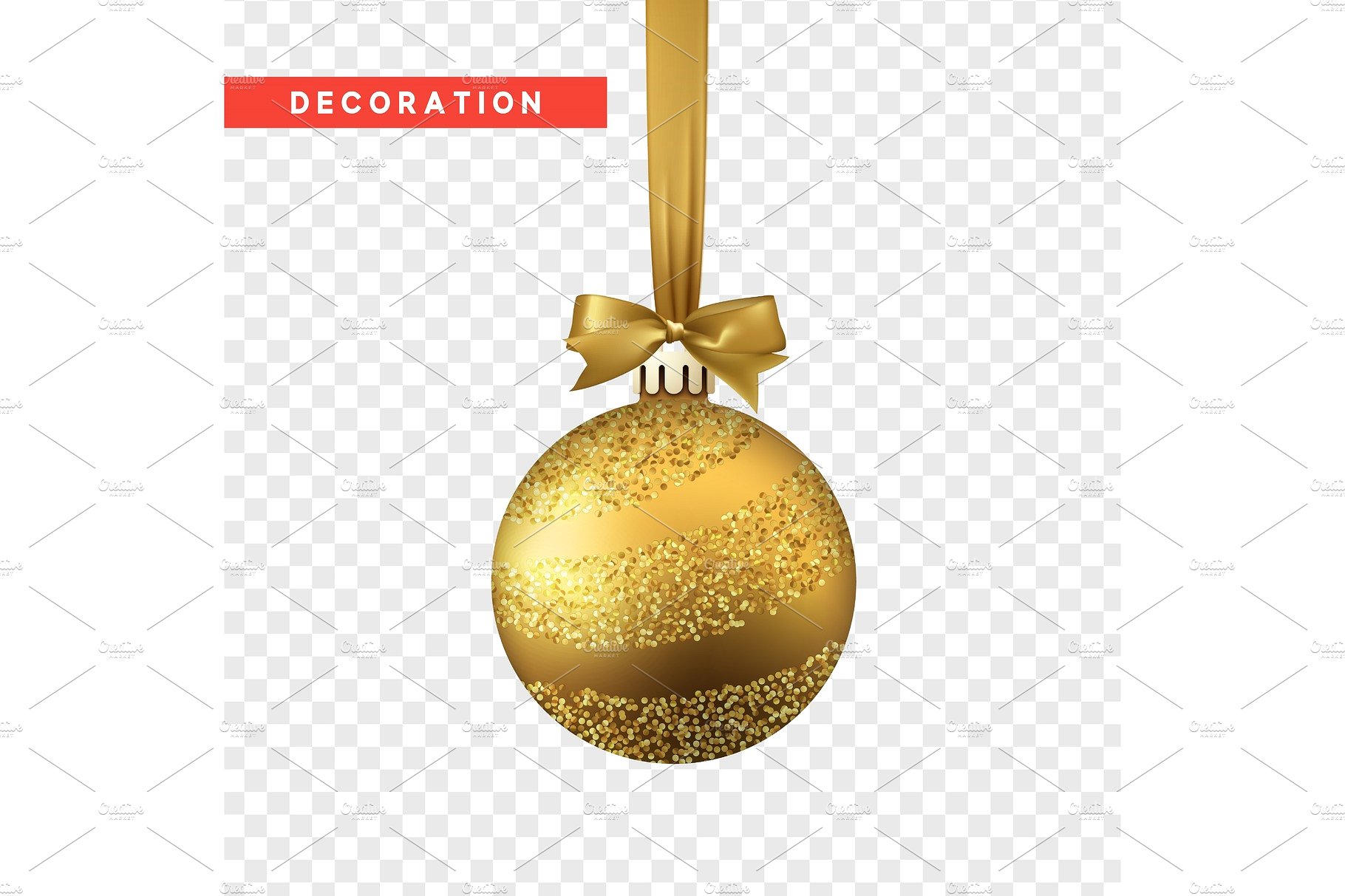 Xmas balls gold color. Christmas bauble decoration elements ...